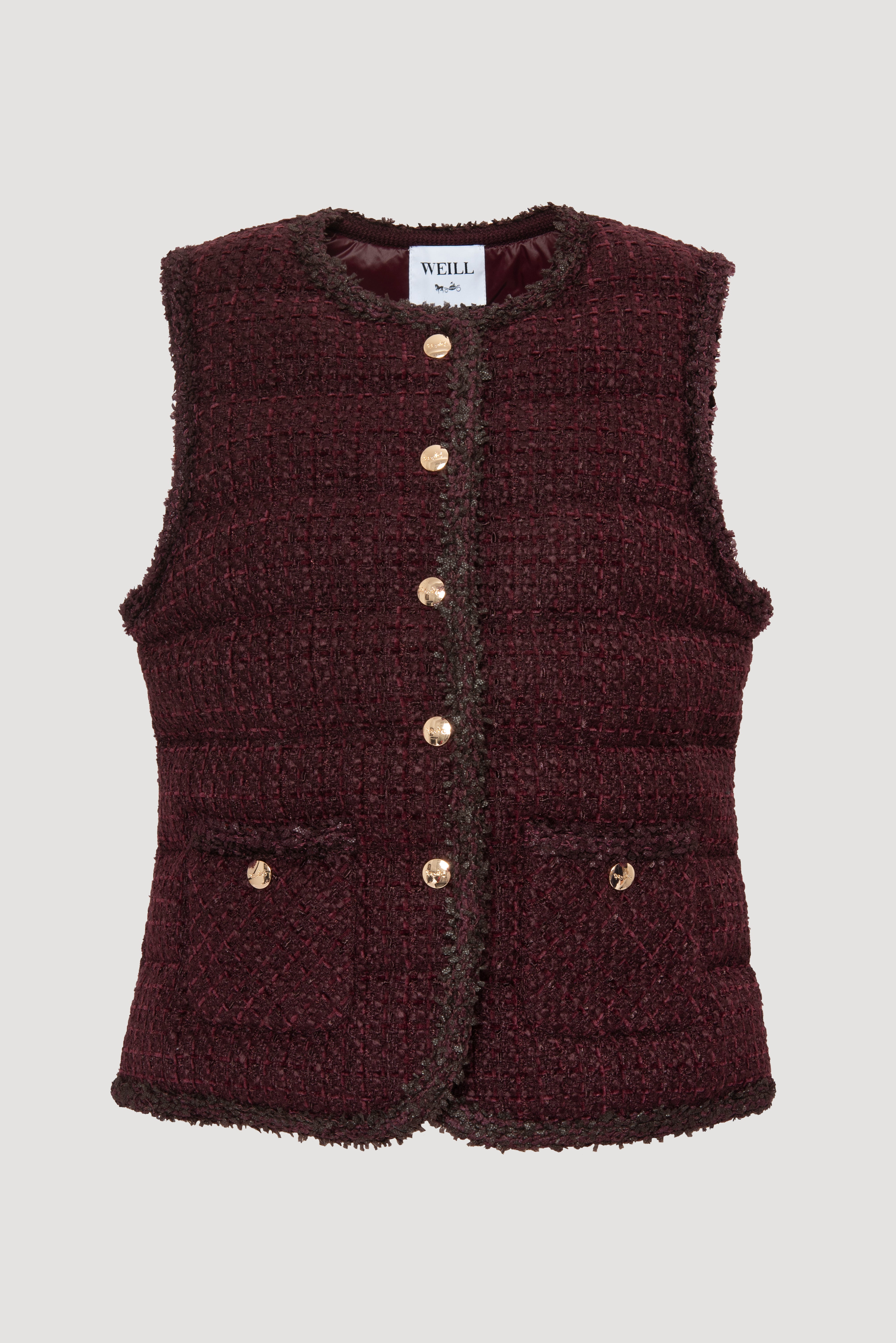 Doudoune sans manches en tweed
