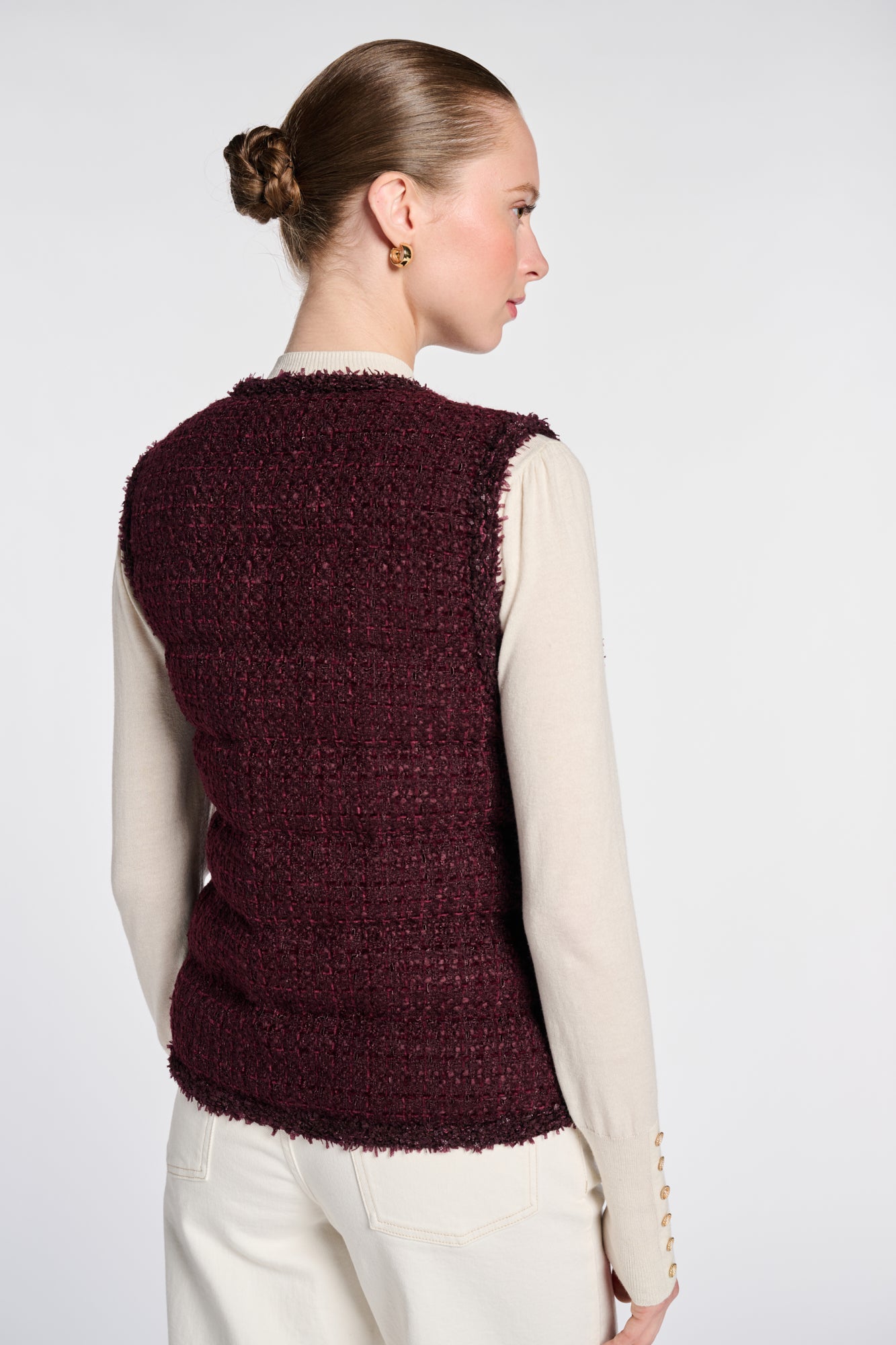 Doudoune sans manches en tweed