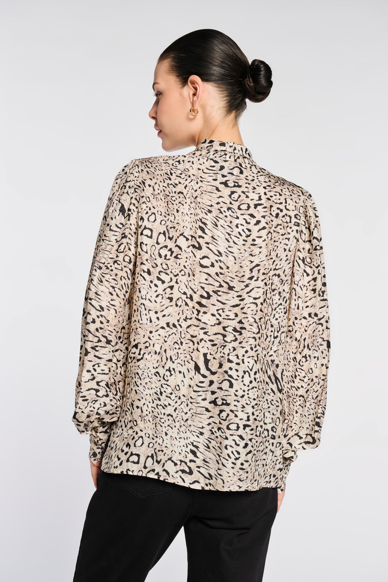 Printed silk-blend blouse