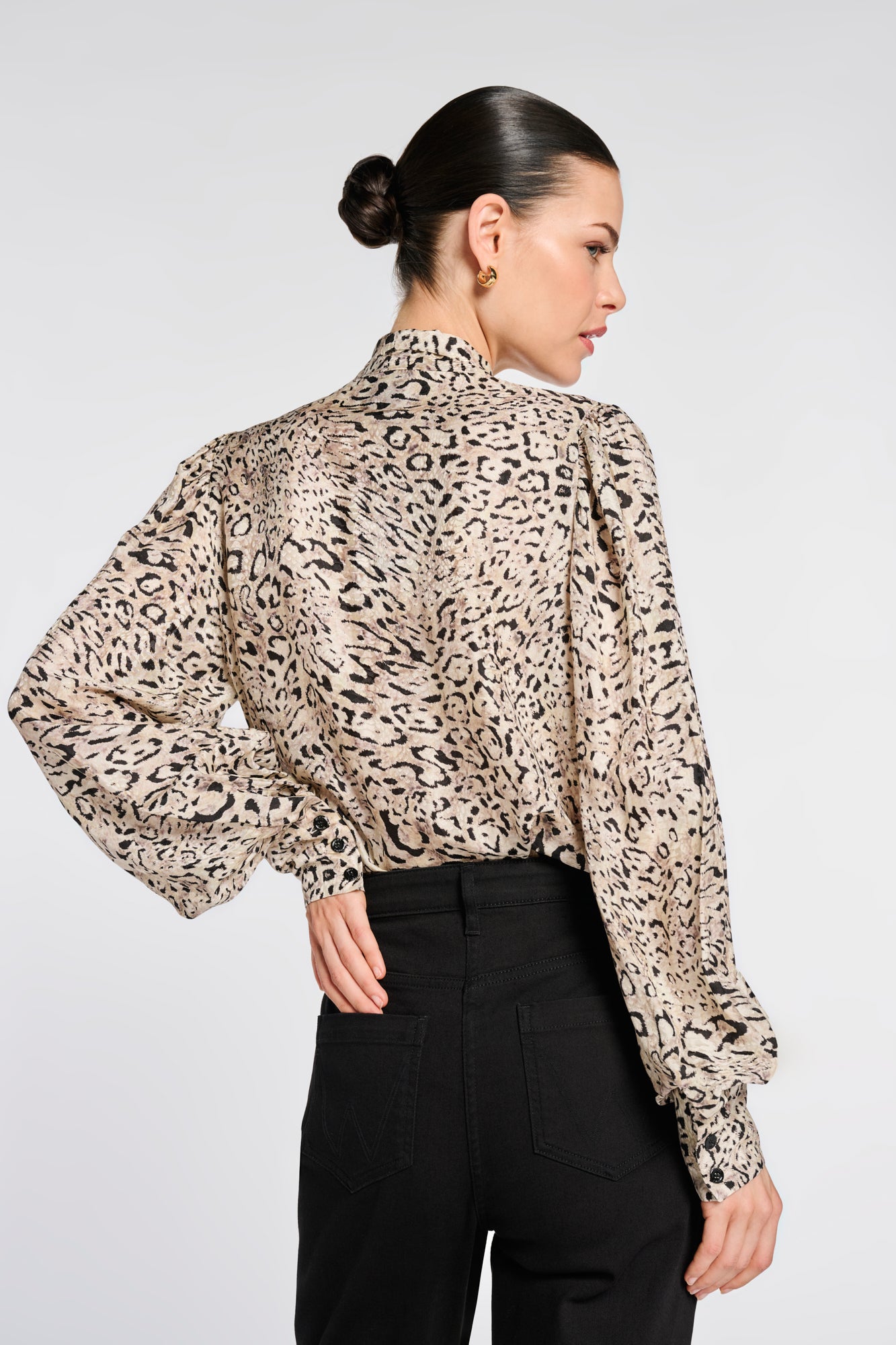 Printed silk-blend blouse