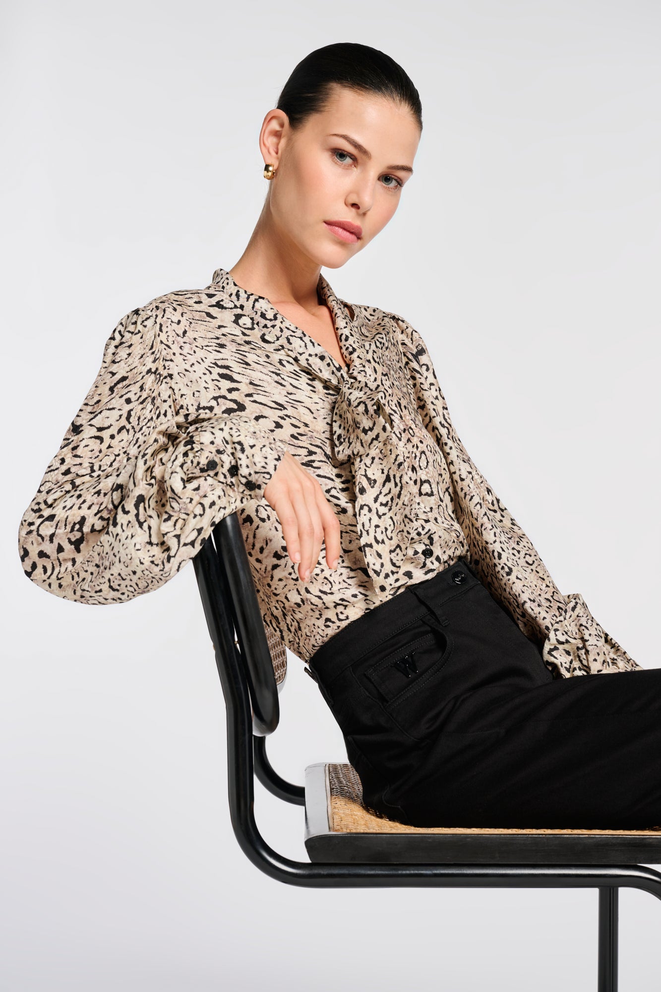 Printed silk-blend blouse