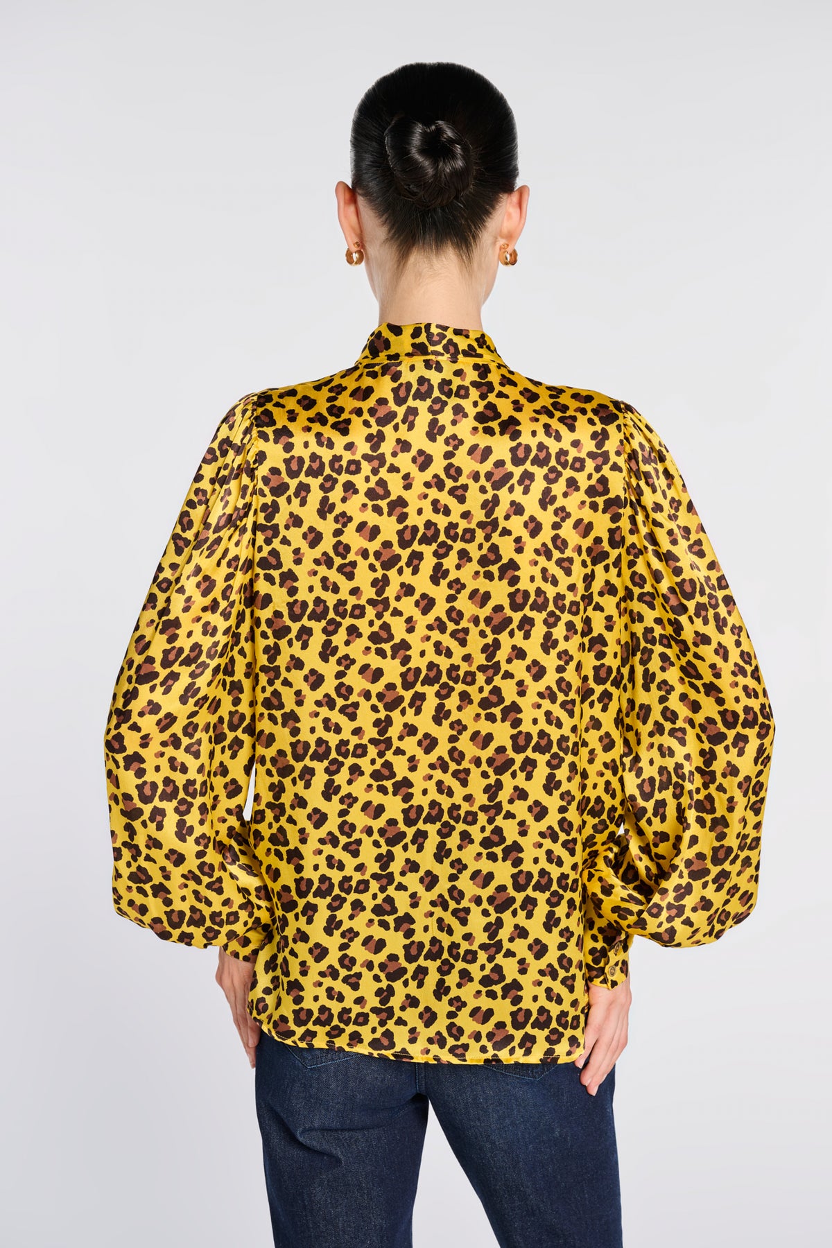 Animal-print silk blouse
