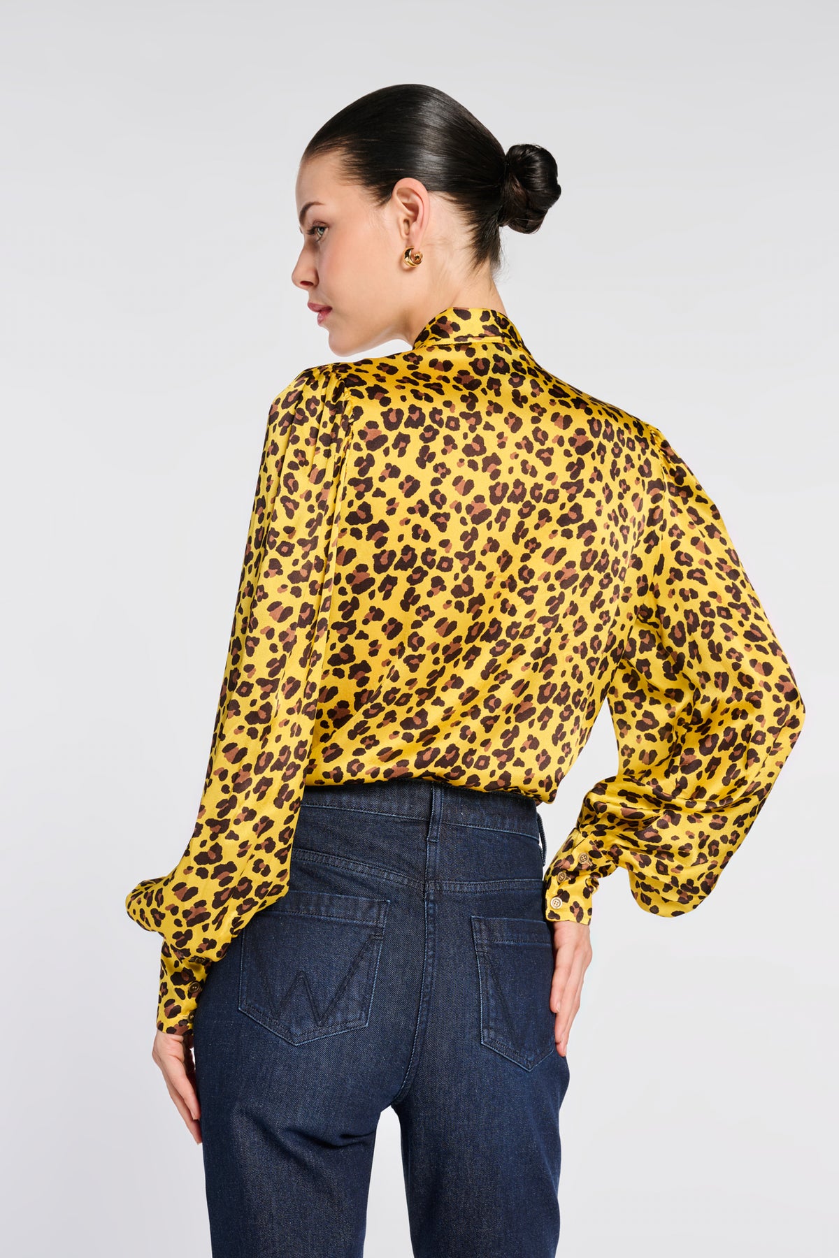 Animal-print silk blouse