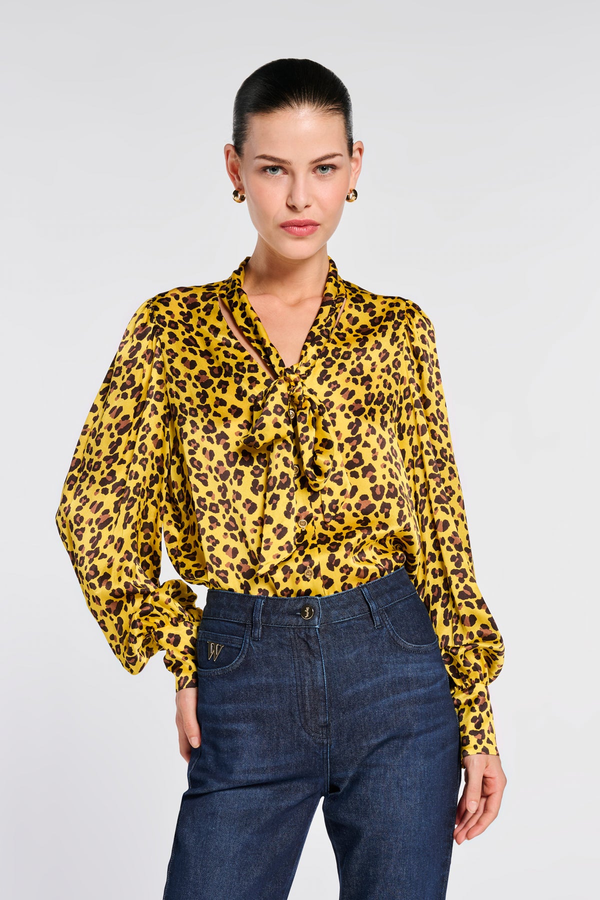 Animal-print silk blouse