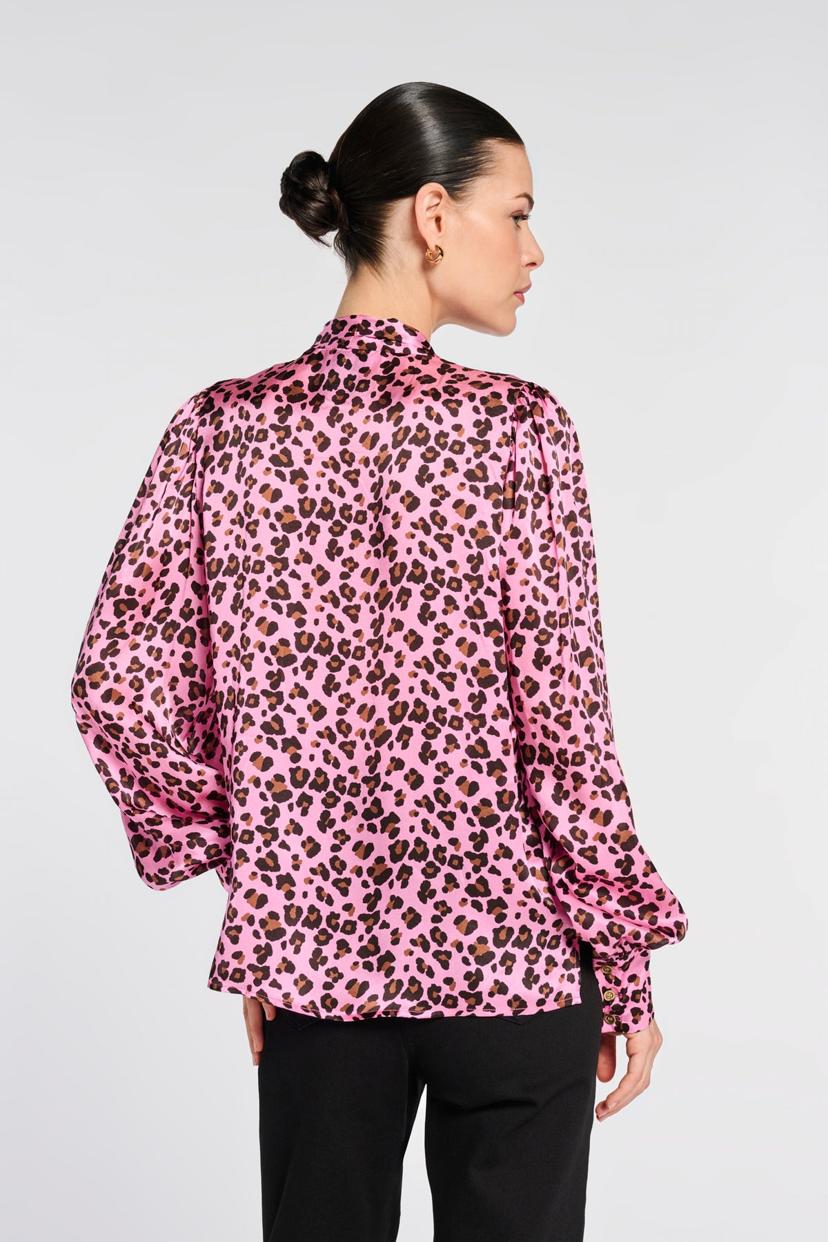 Animal-print silk blouse