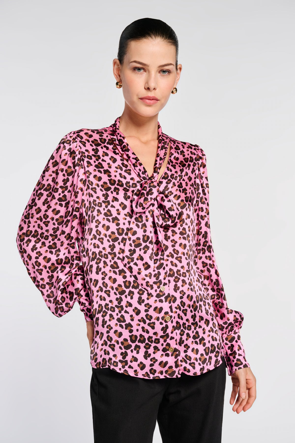 Animal-print silk blouse