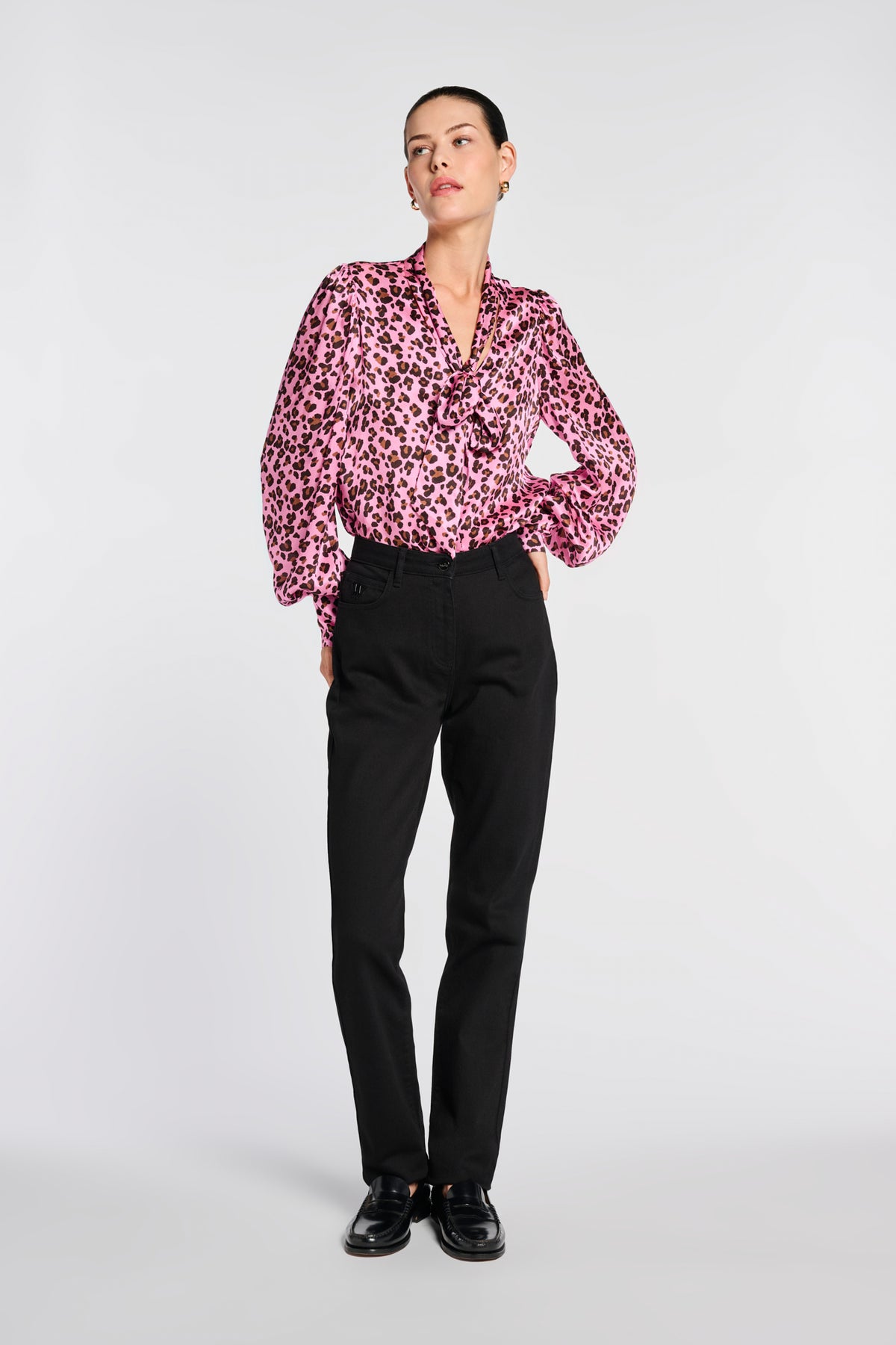 Animal-print silk blouse