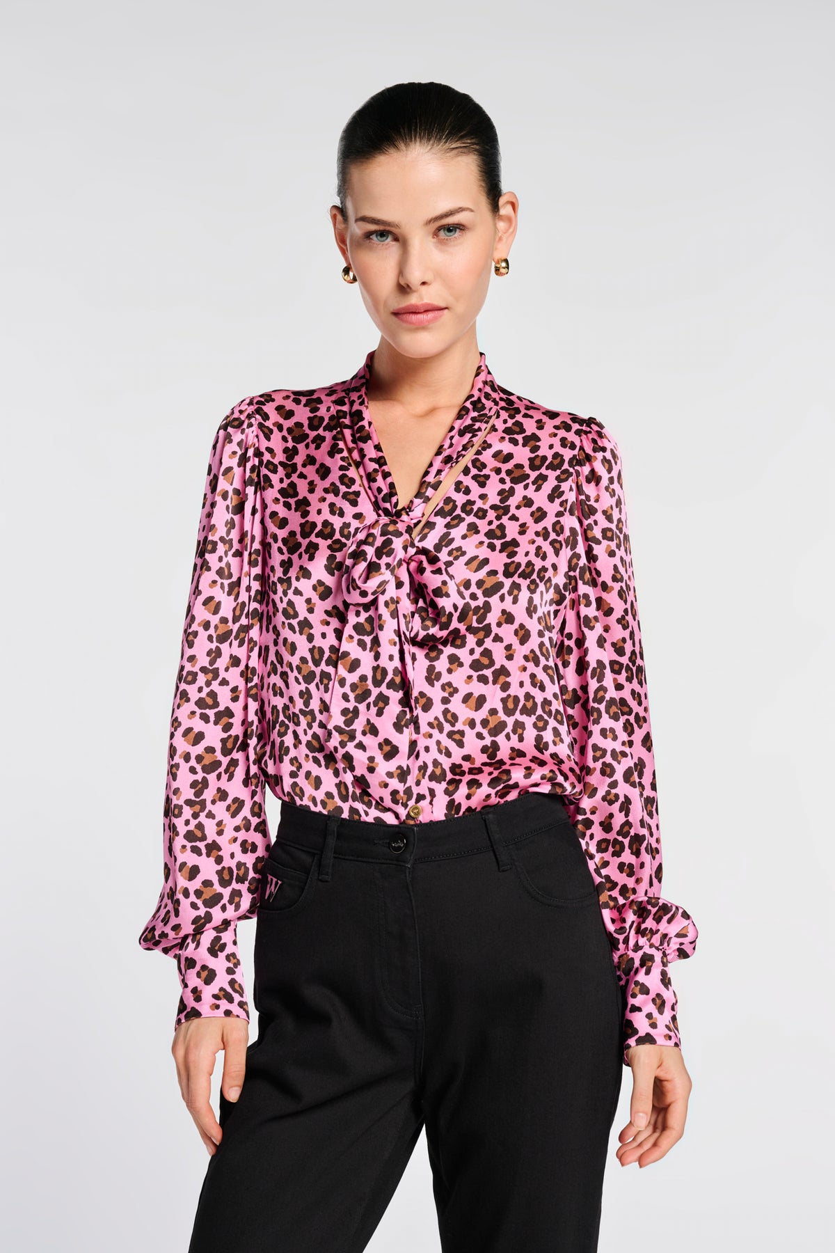 Animal-print silk blouse