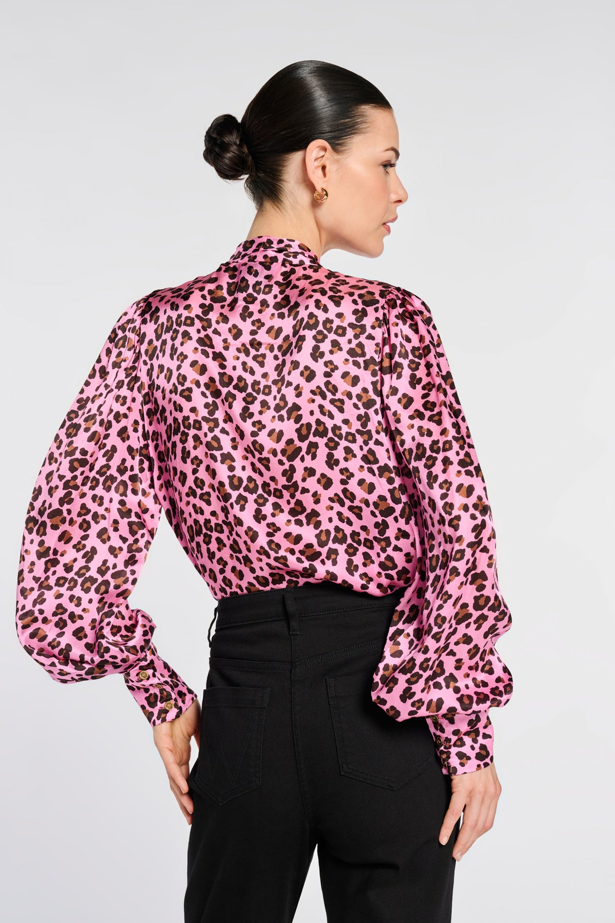 Animal-print silk blouse