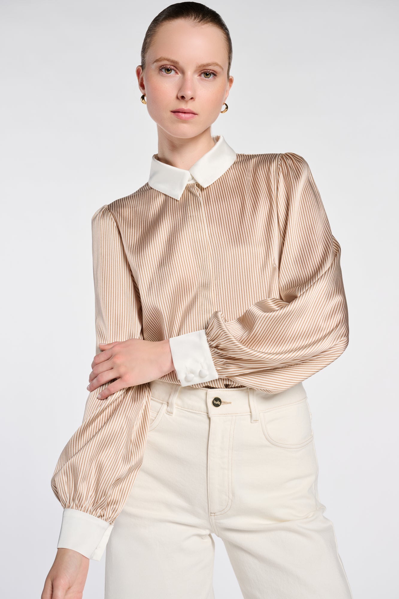 Chemise en soie rayée