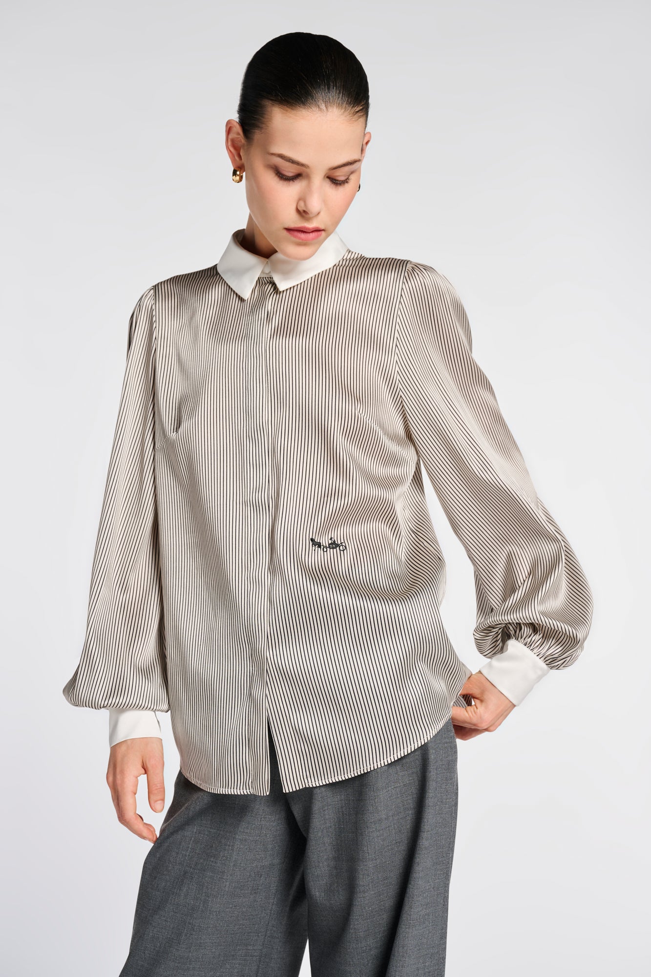 Chemise en soie rayée