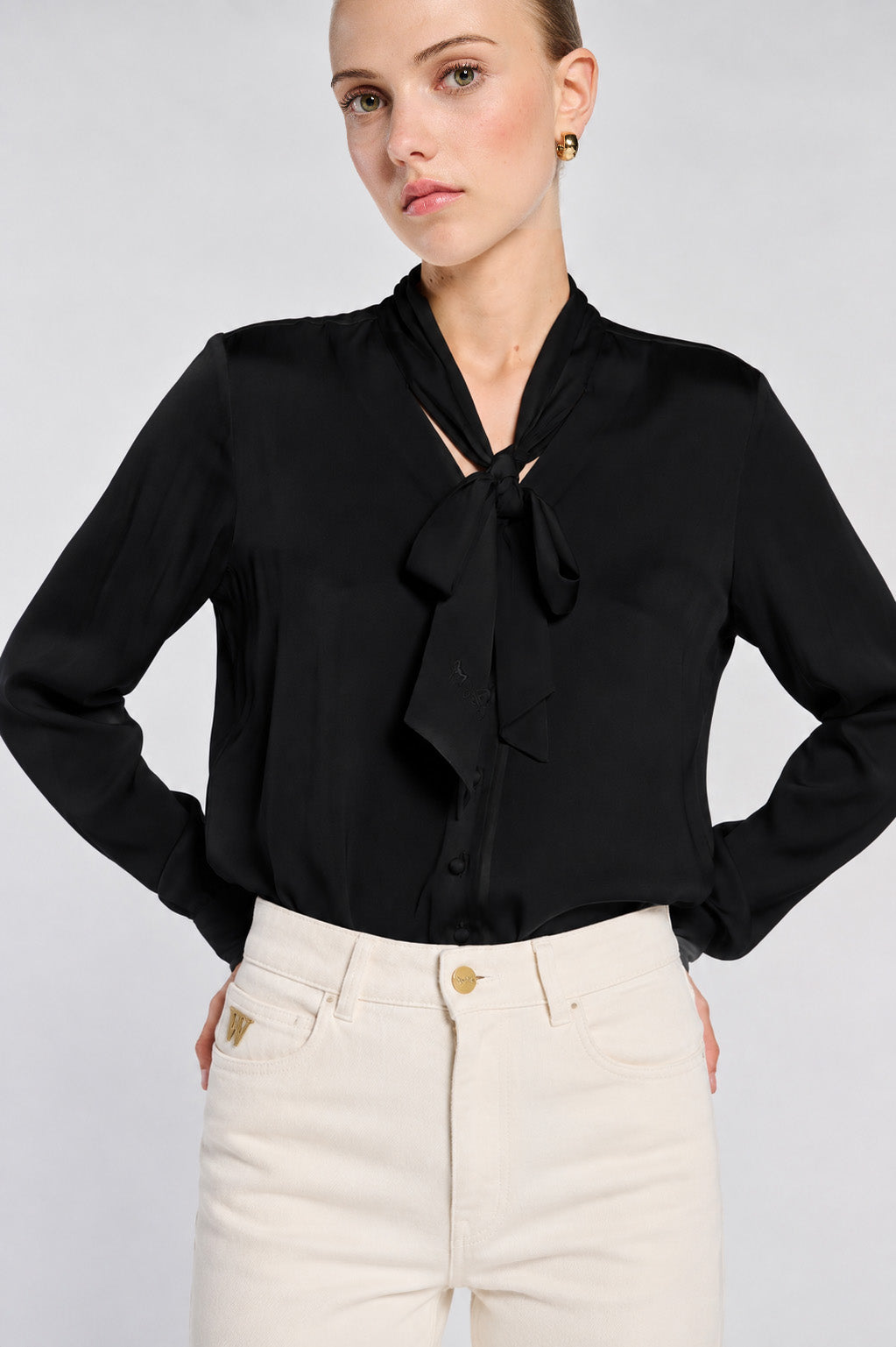 Silk pussy-bow blouse