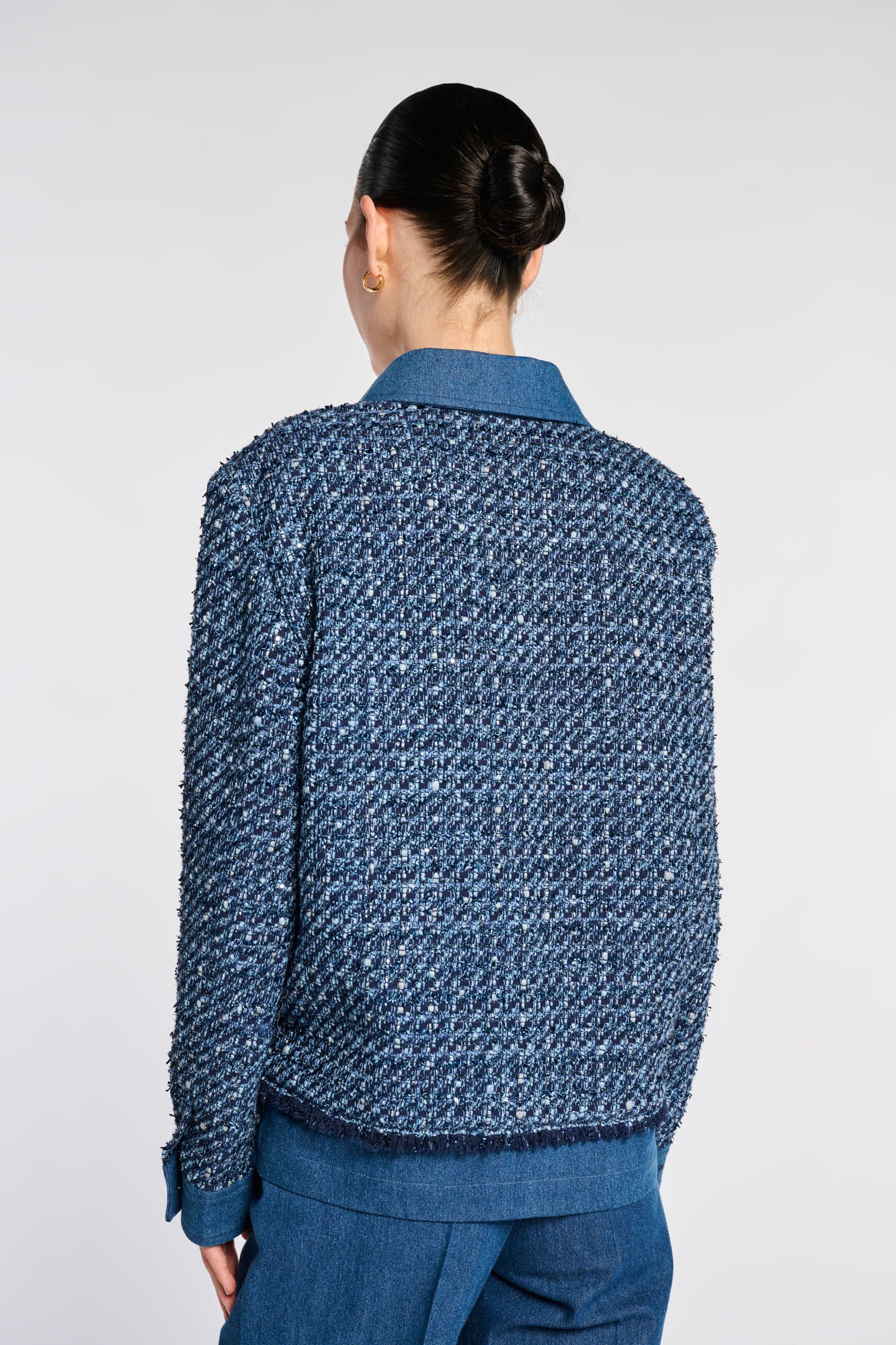 Tweed and denim overshirt
