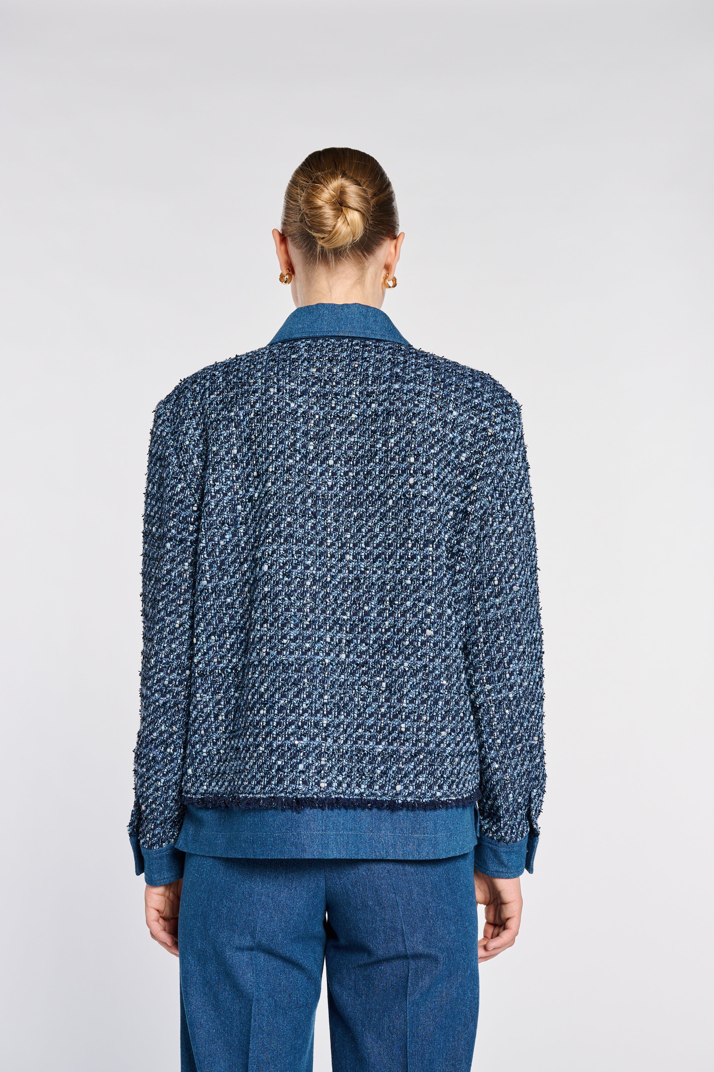 Tweed and denim overshirt