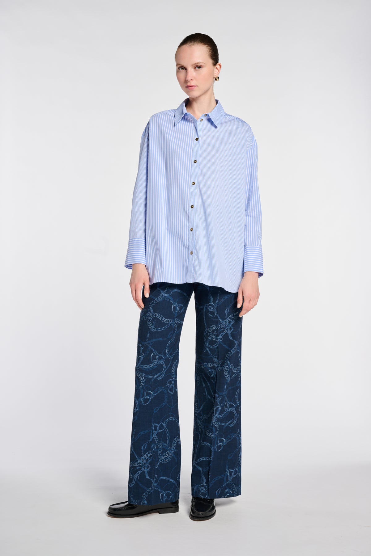 Striped poplin shirt