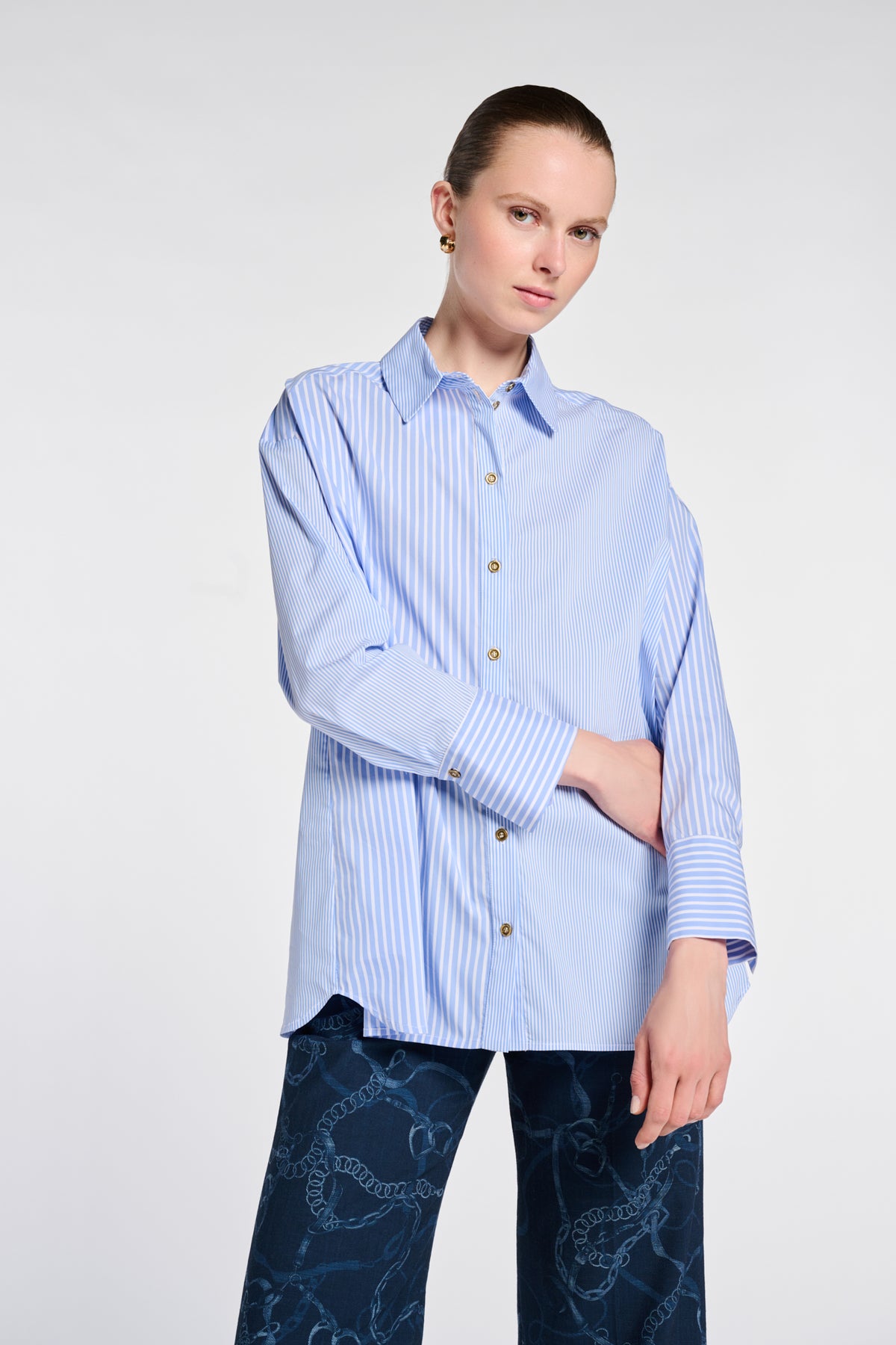 Striped poplin shirt