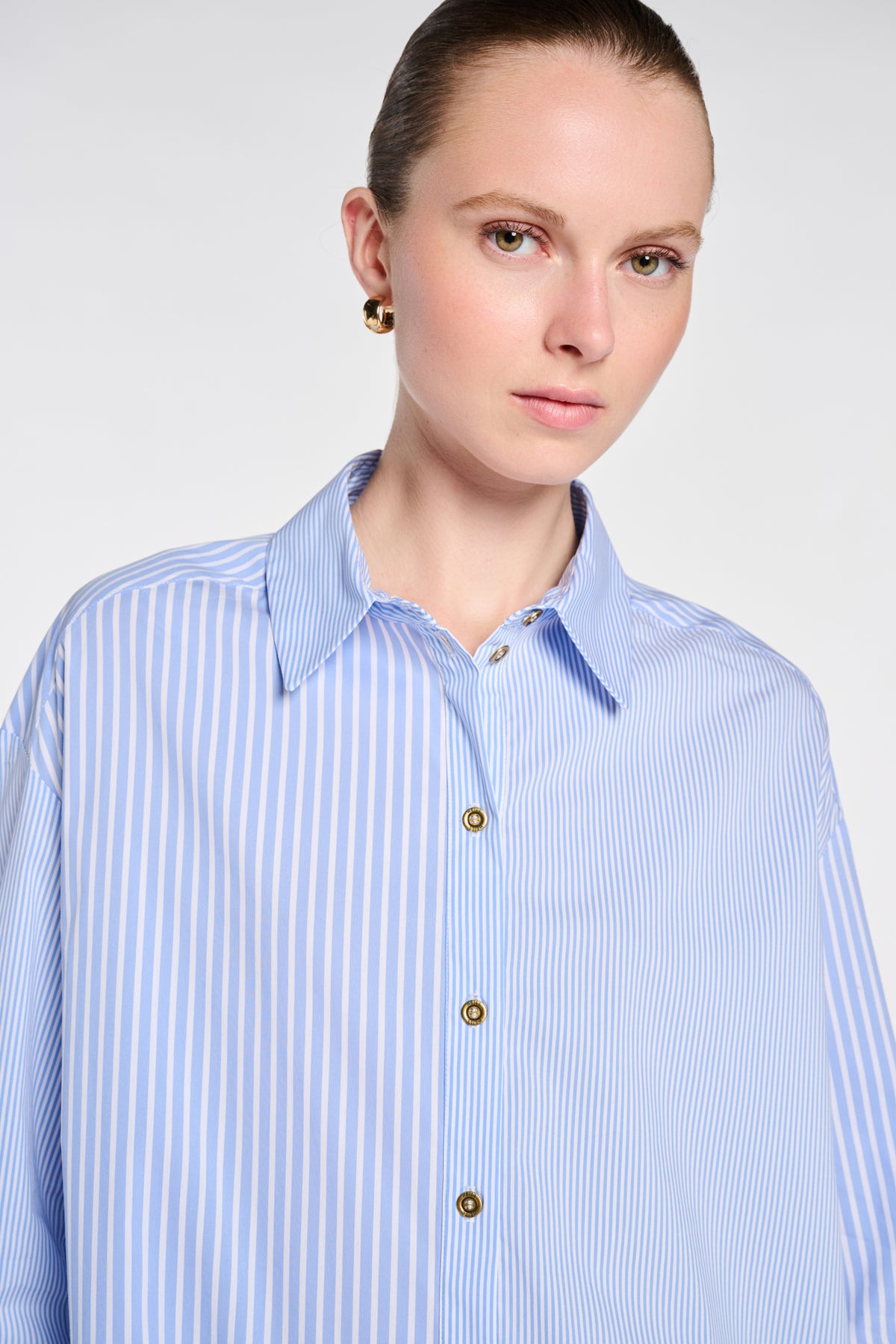 Striped poplin shirt