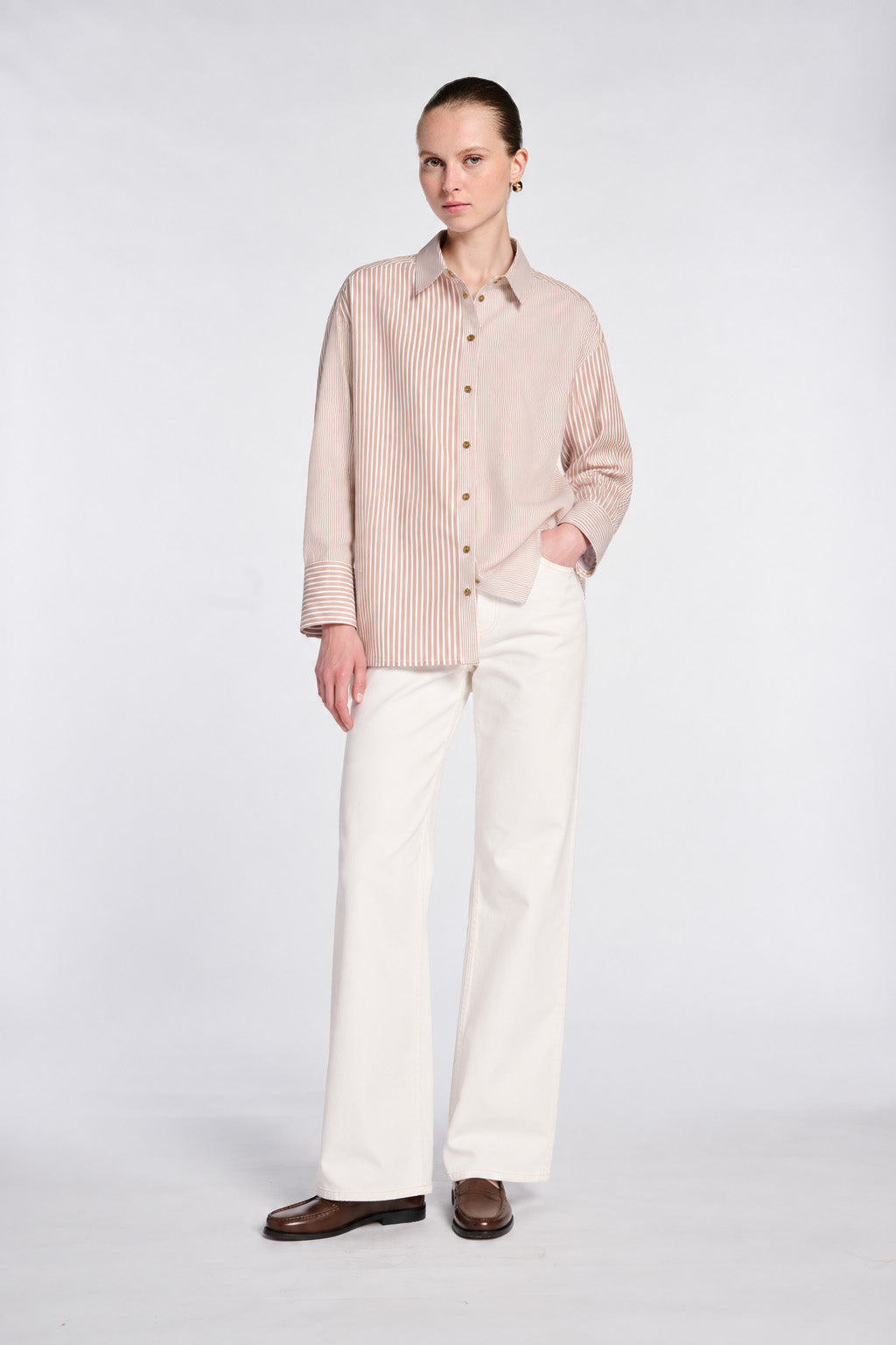 Chemise en popeline à rayures