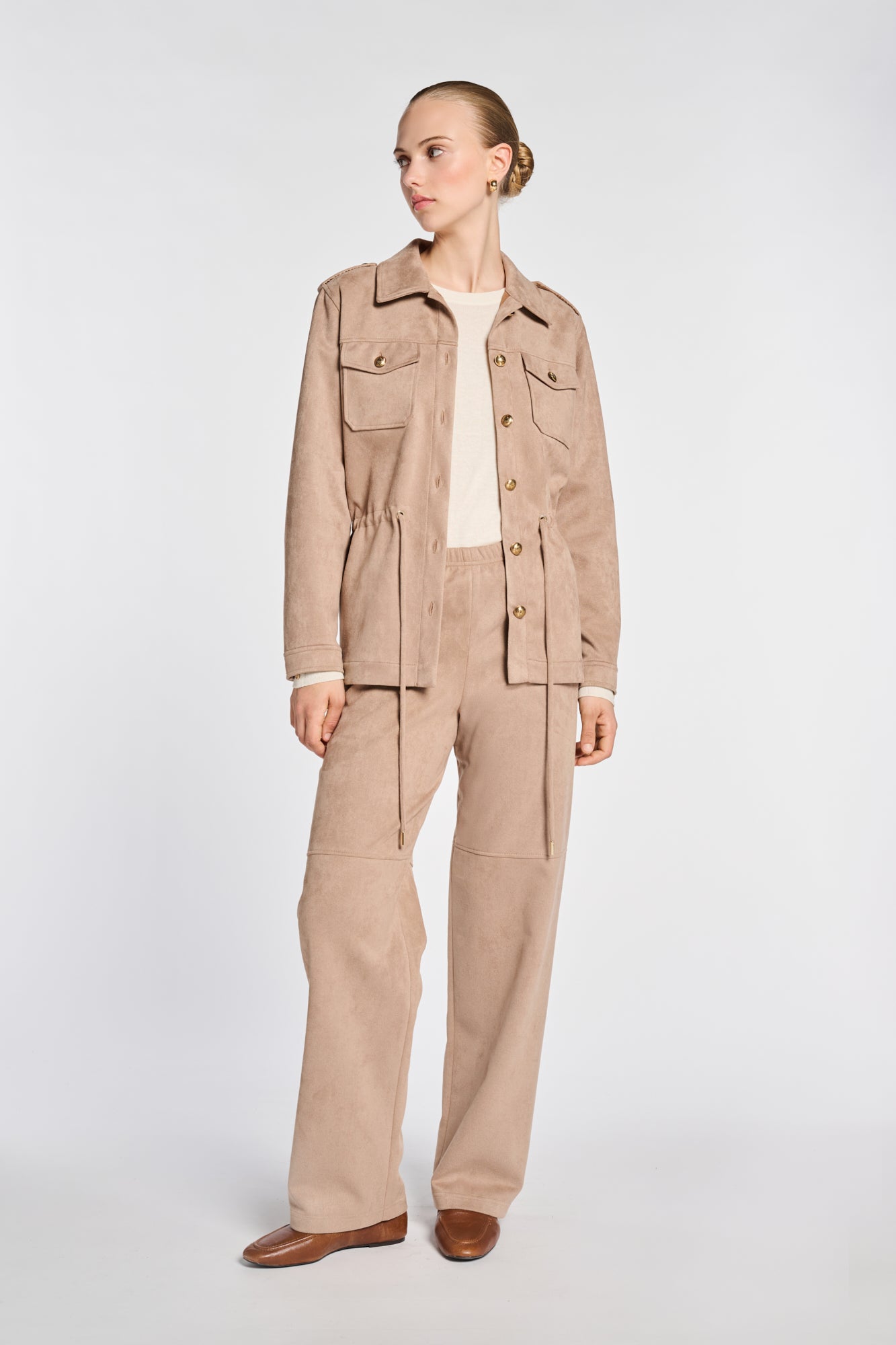 Faux suede safari shirt