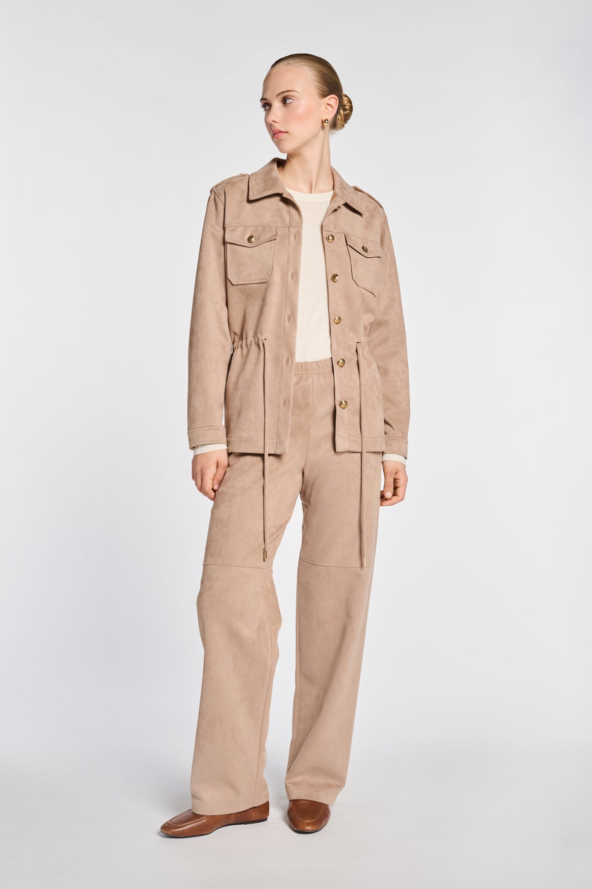 Faux suede safari shirt