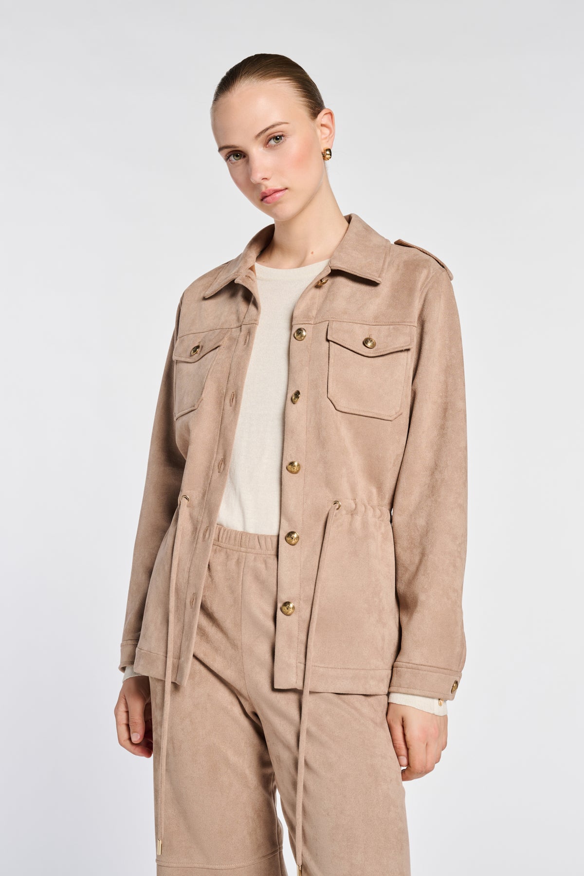 Faux suede safari shirt