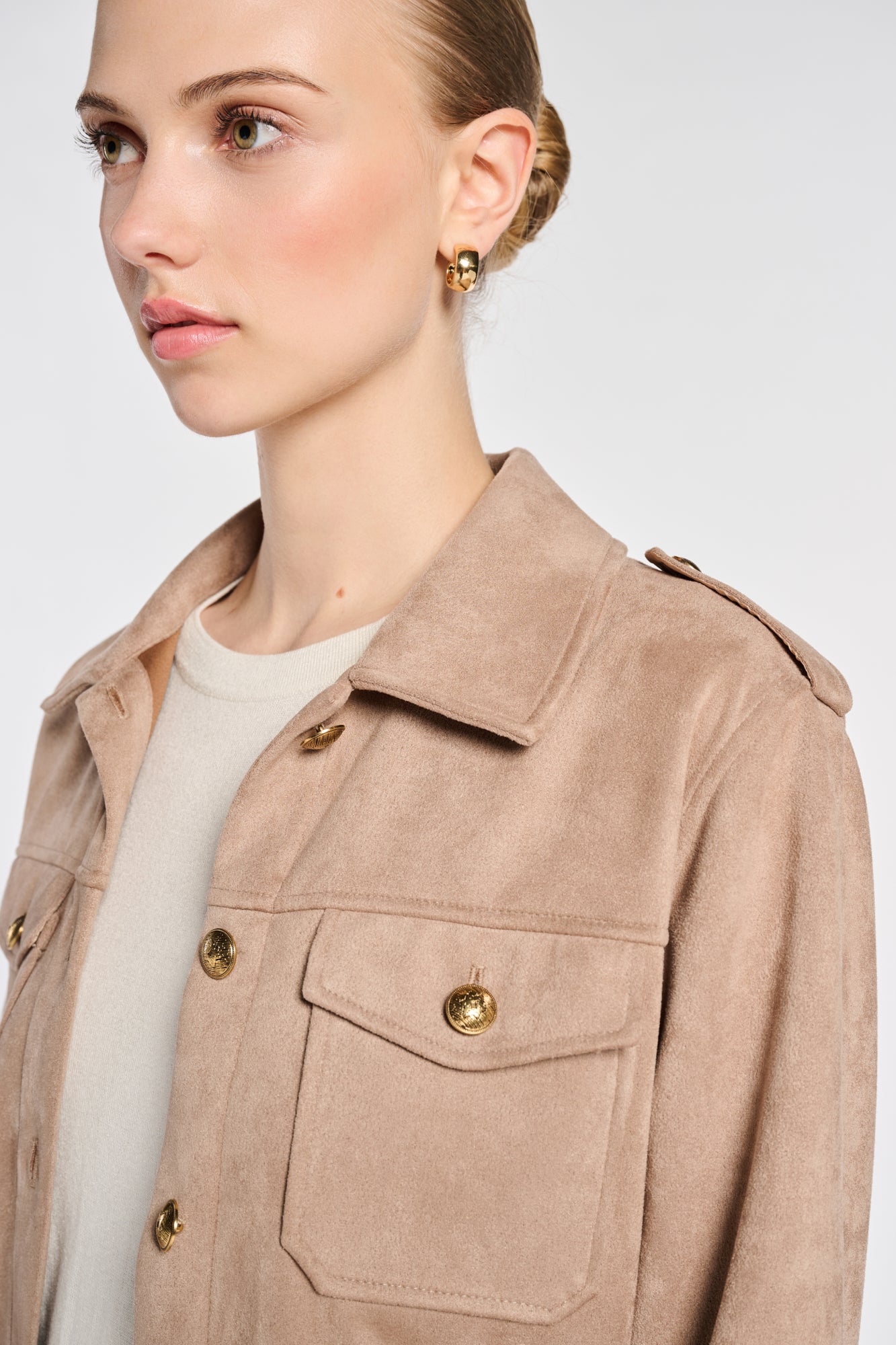 Faux suede safari shirt