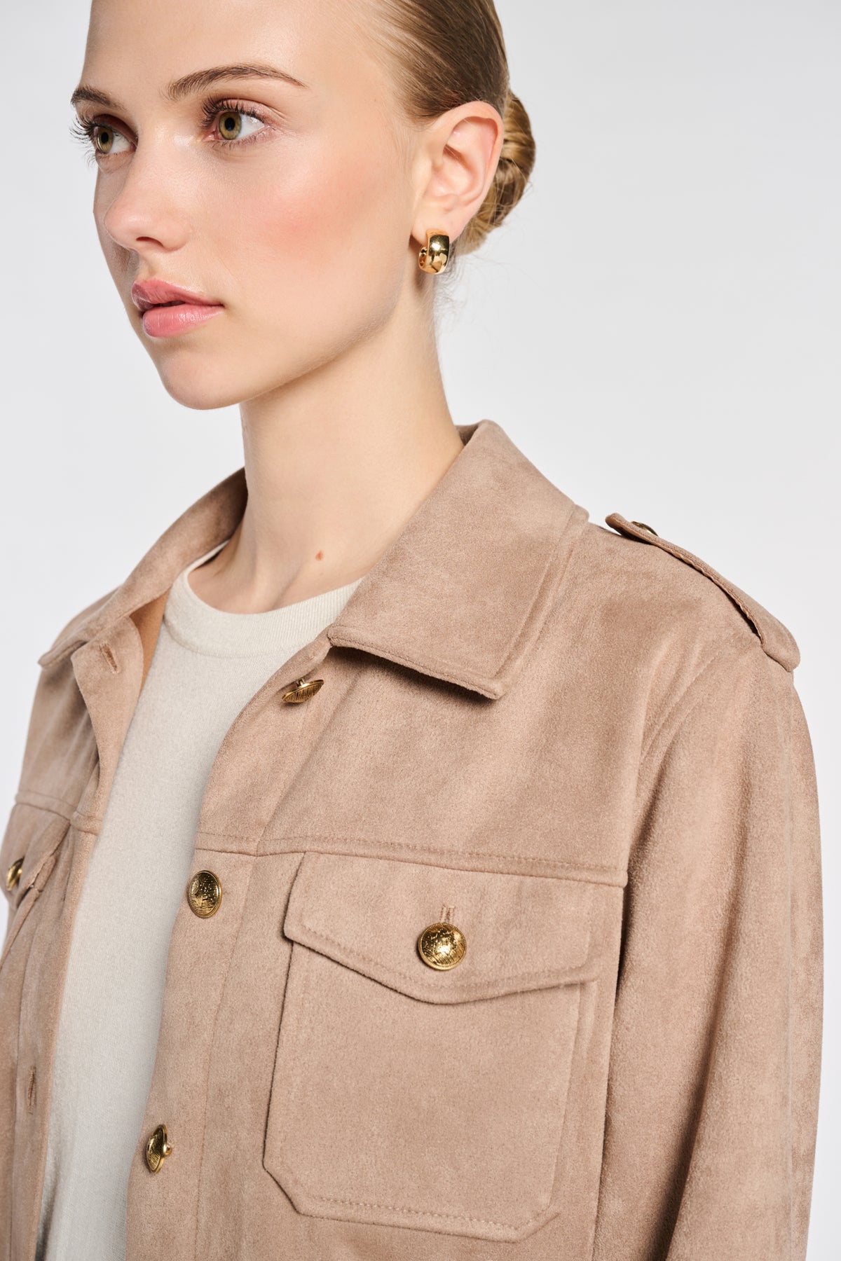 Faux suede safari shirt