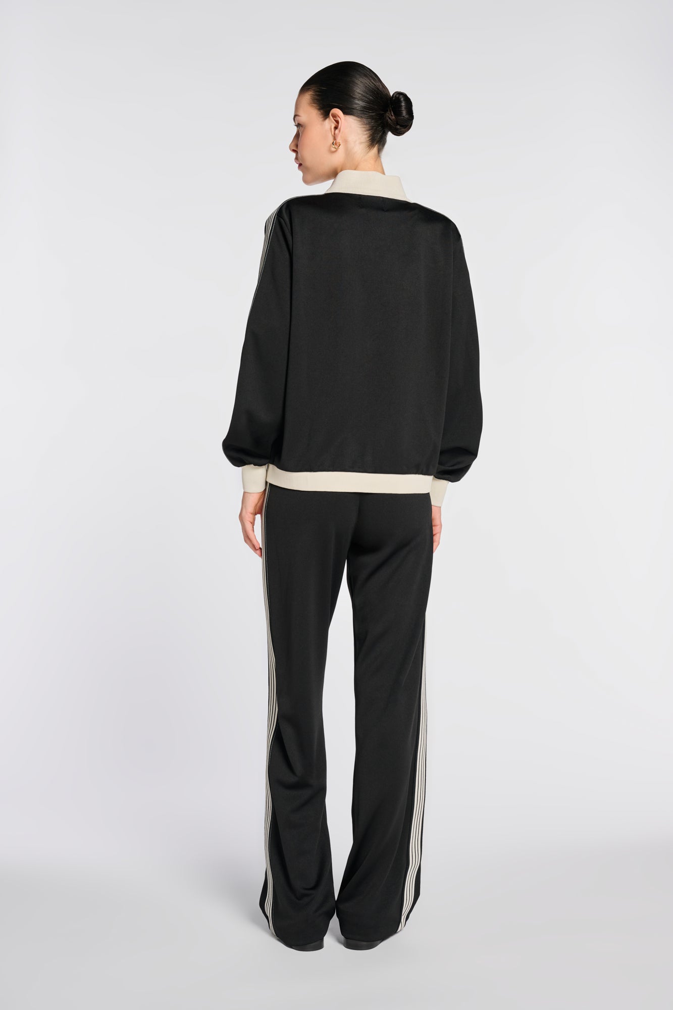 Satin-finish jersey zip-up sweatshirt