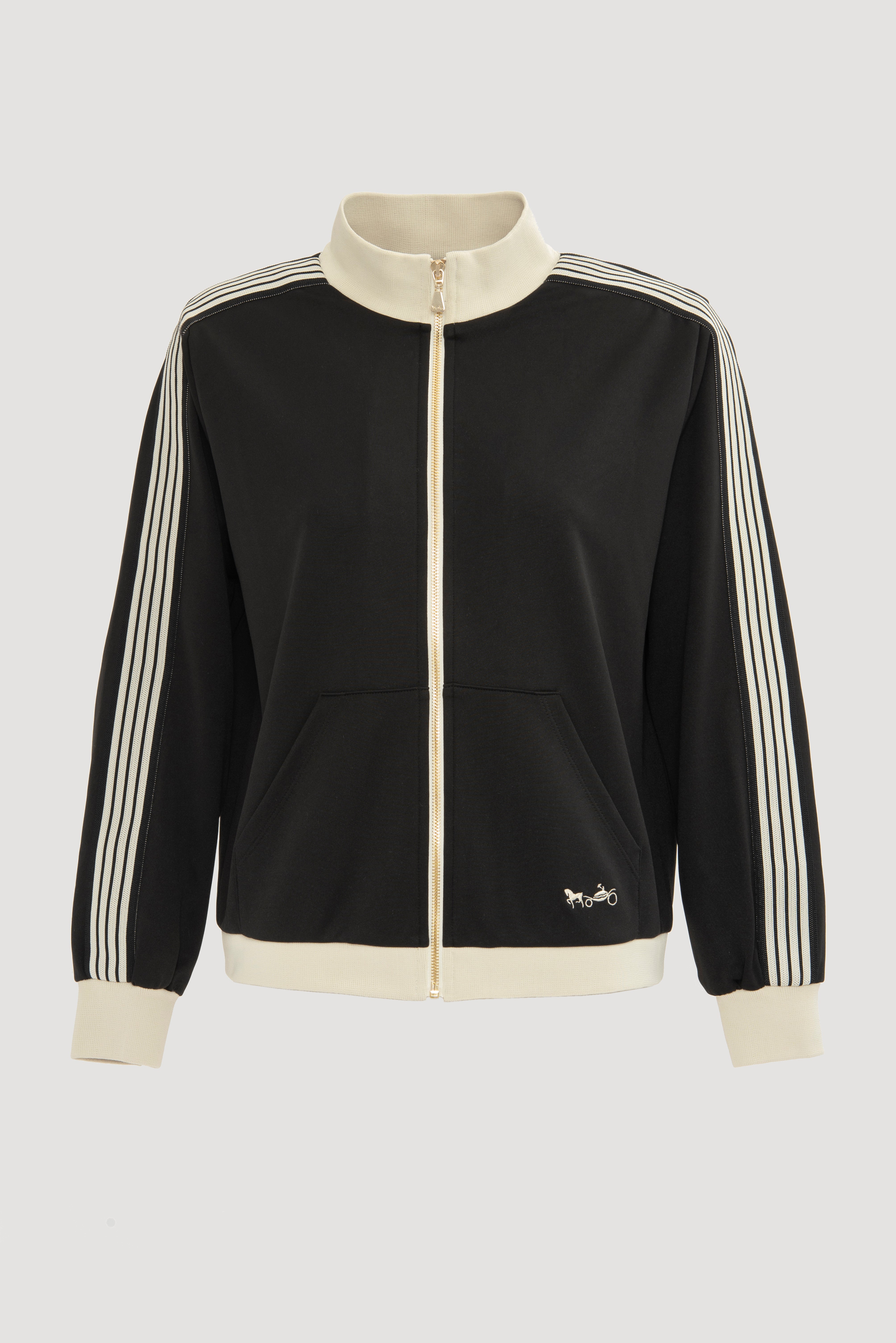 Satin-finish jersey zip-up sweatshirt