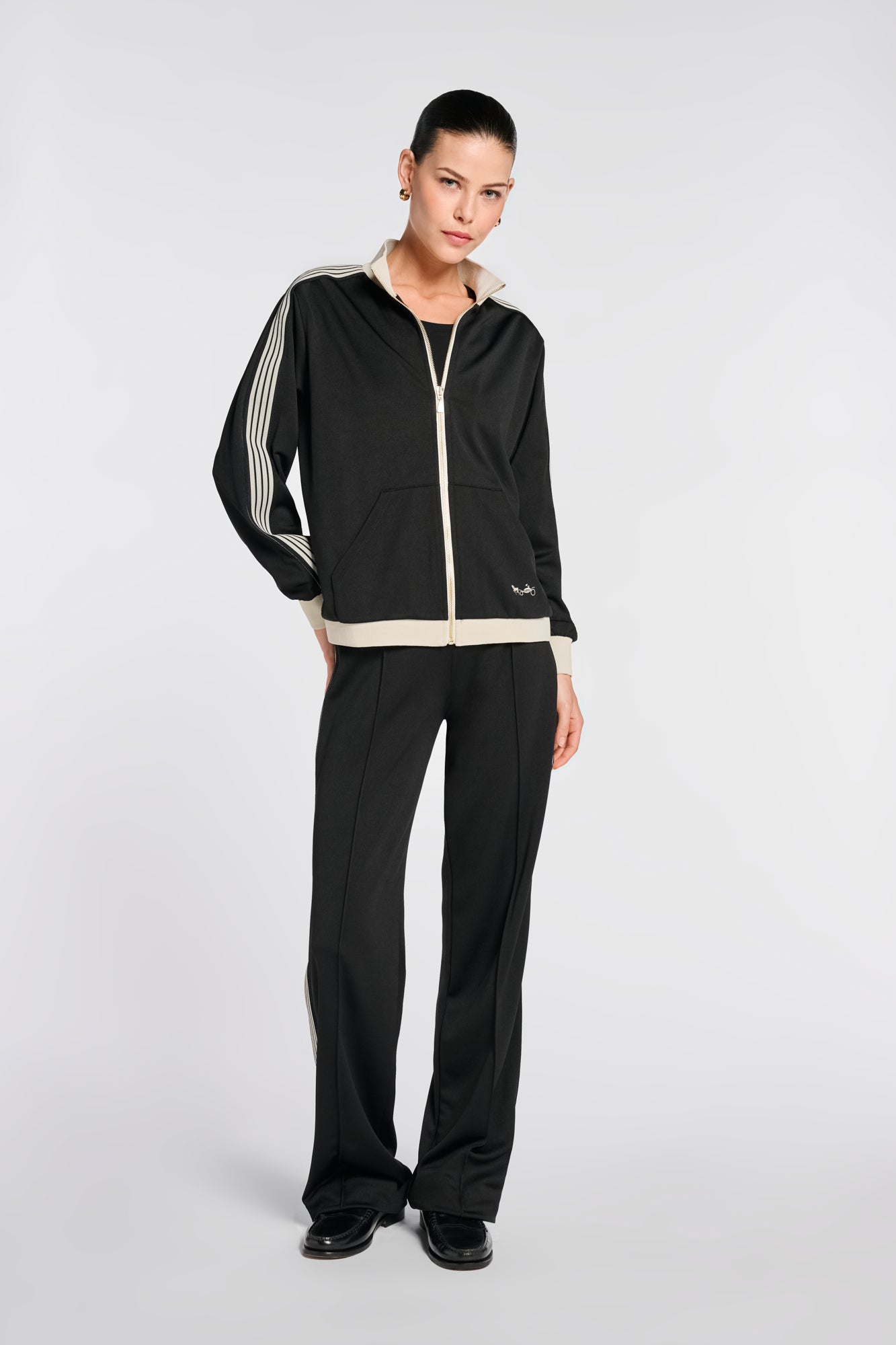 Sweat-shirt zippé en jersey satiné