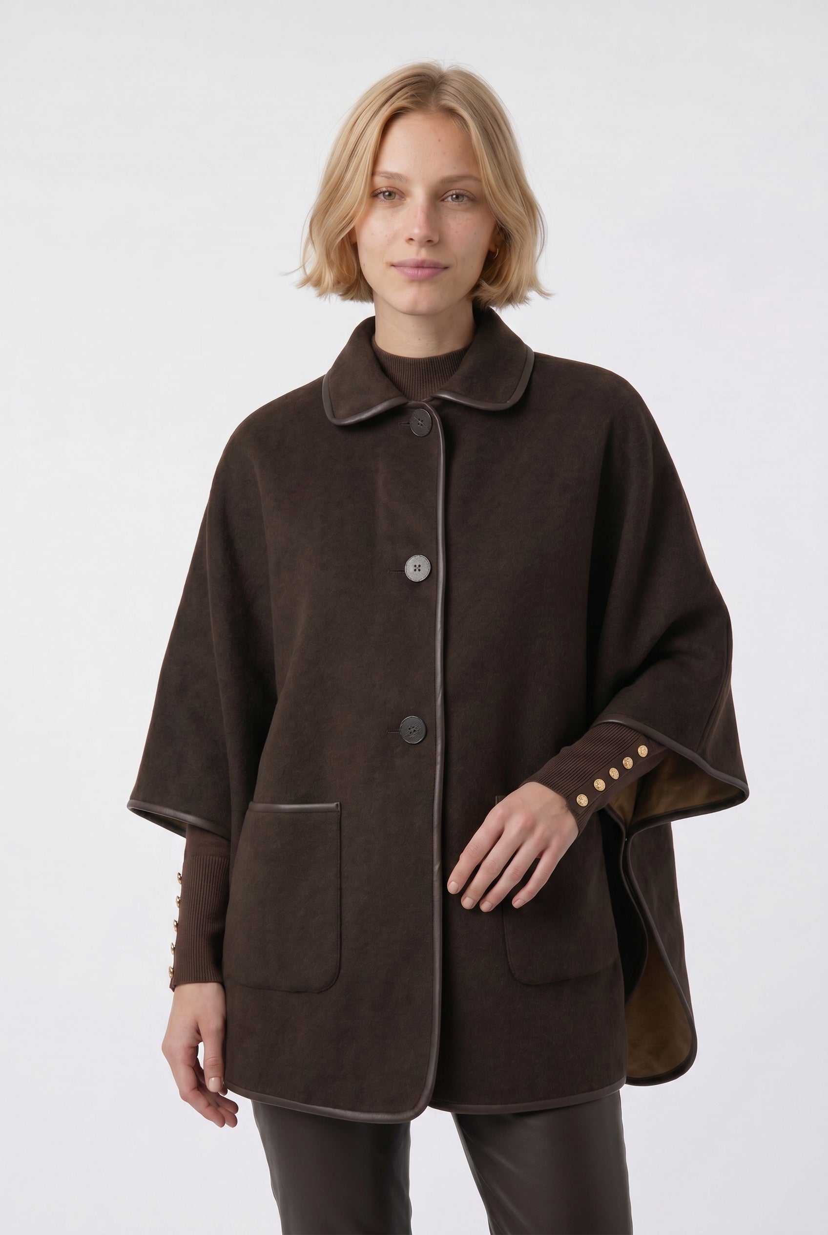 Cape en laine double face