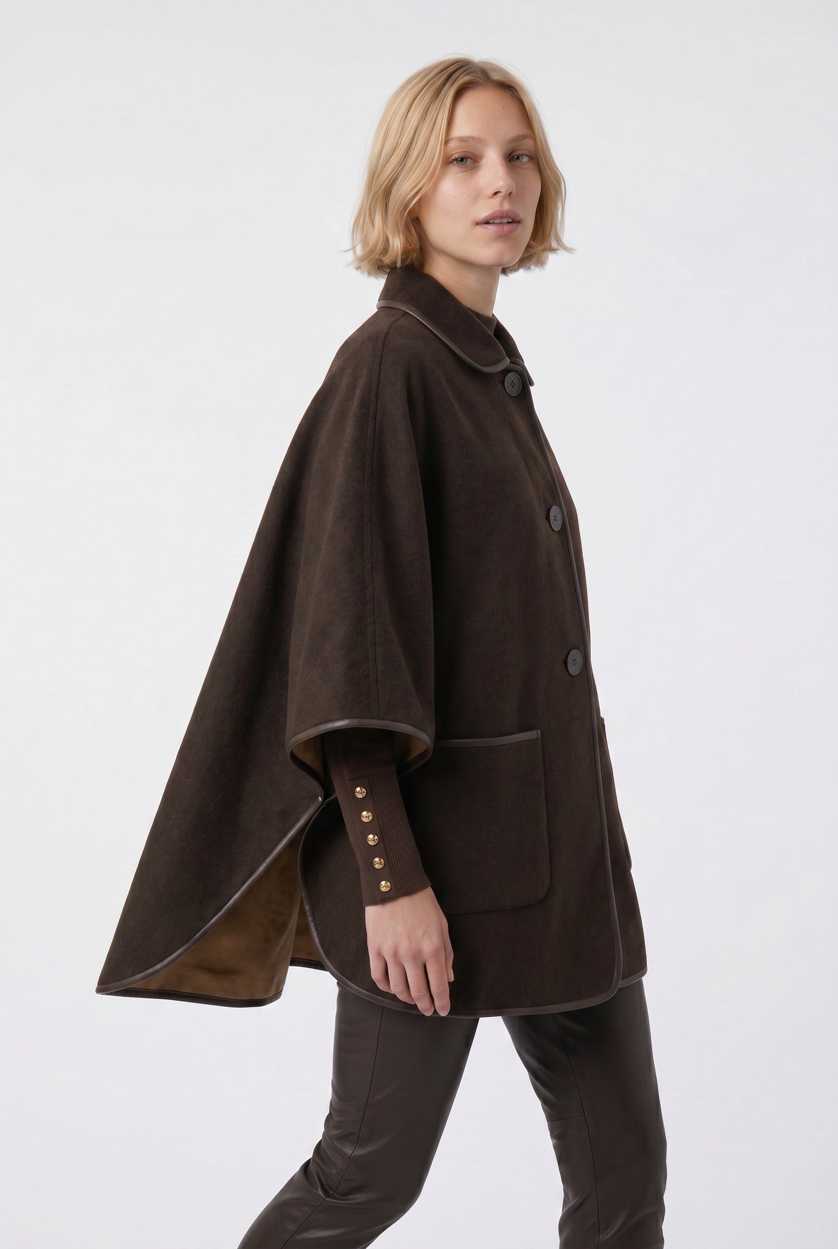 Cape en laine double face