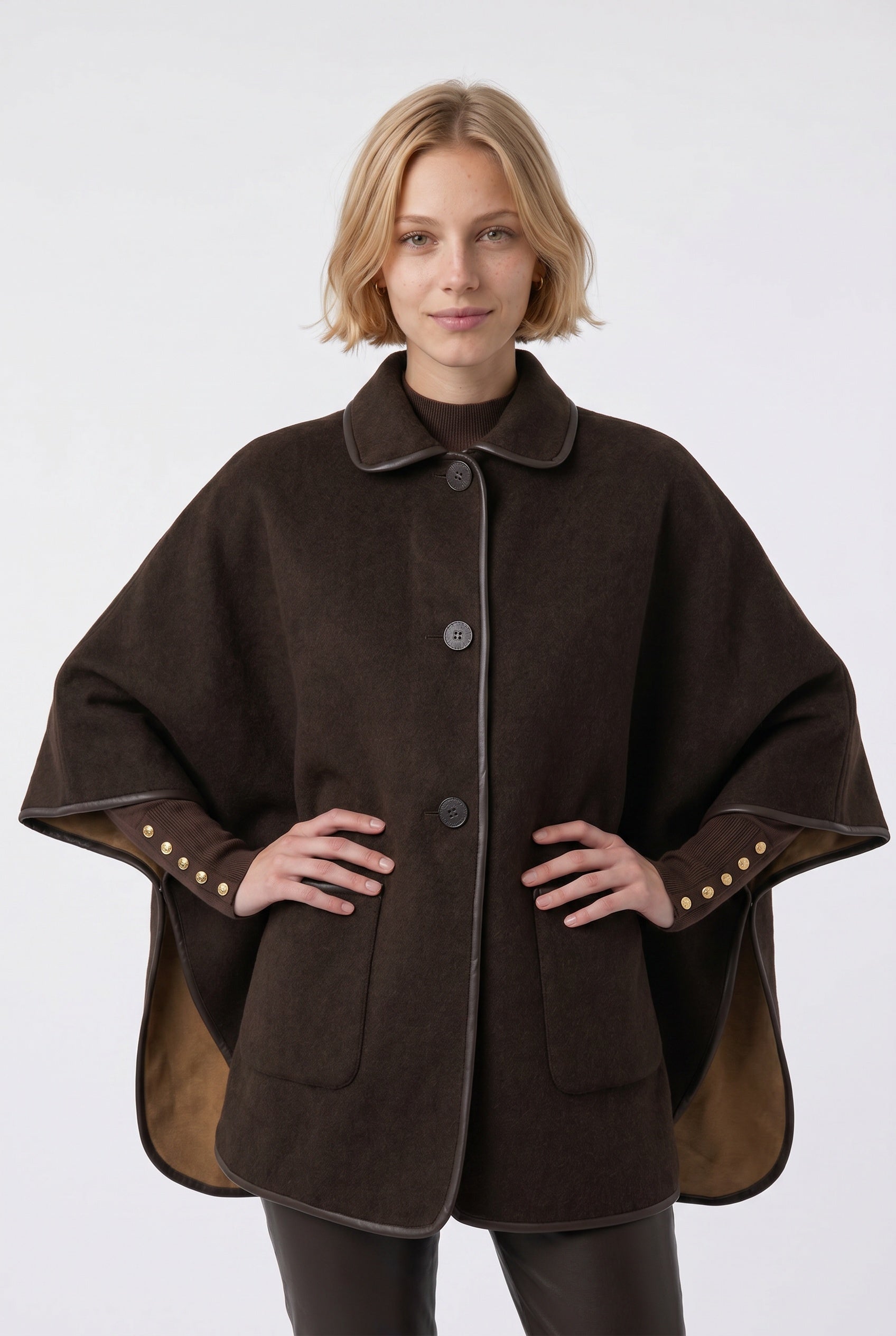 Cape en laine double face