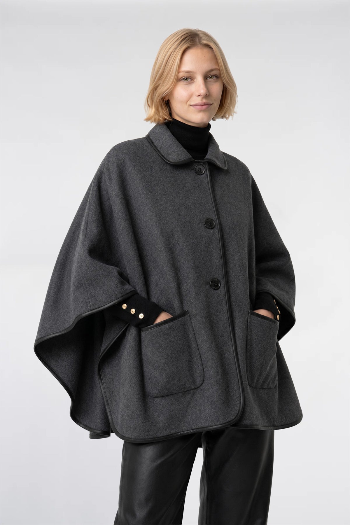 Reversible wool cape
