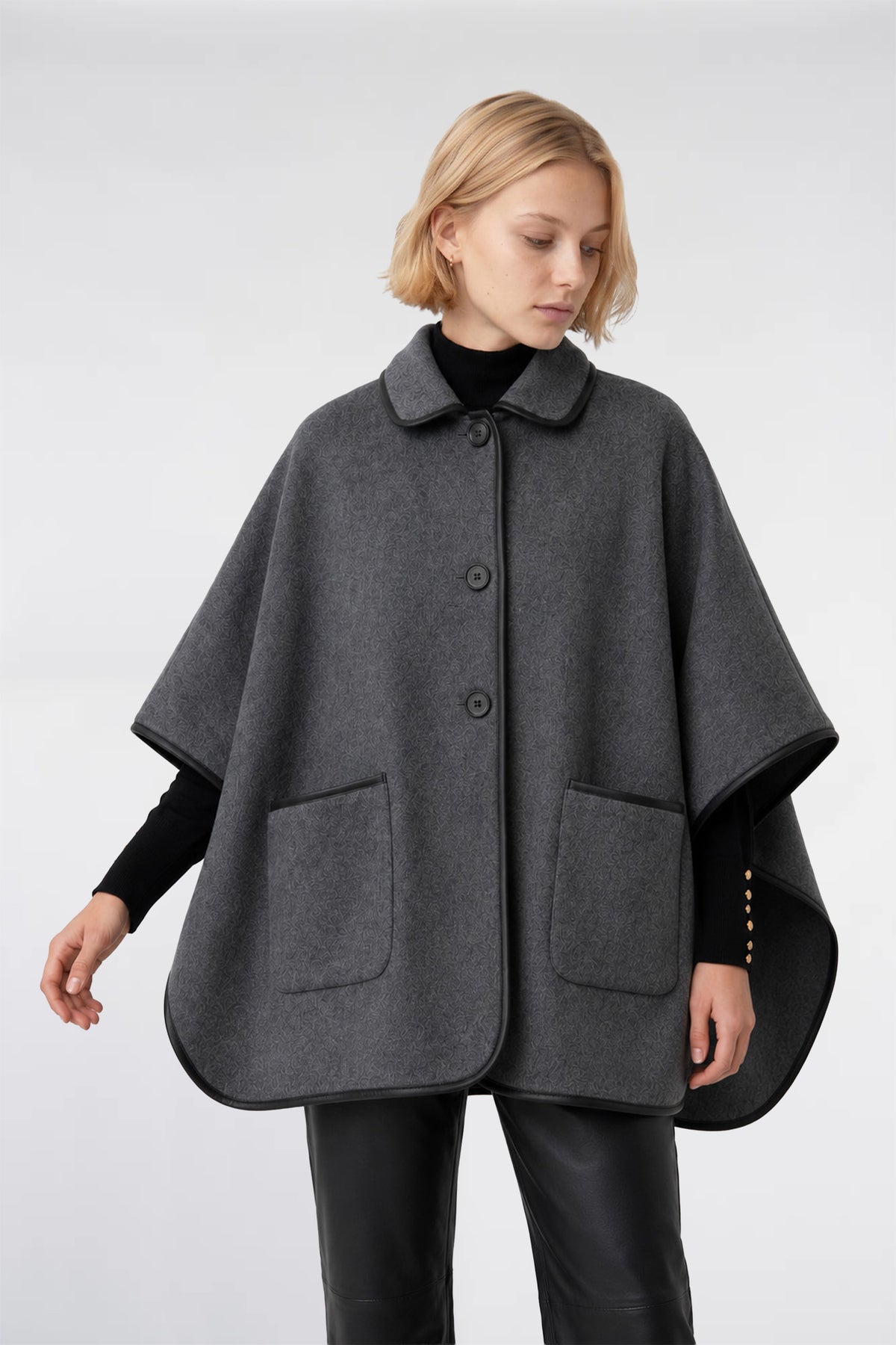 Reversible wool cape