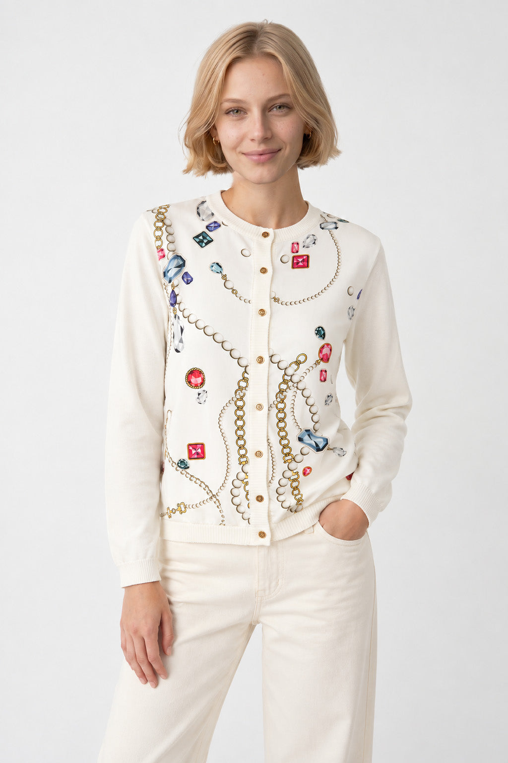 Cardigan imprimé bimatière