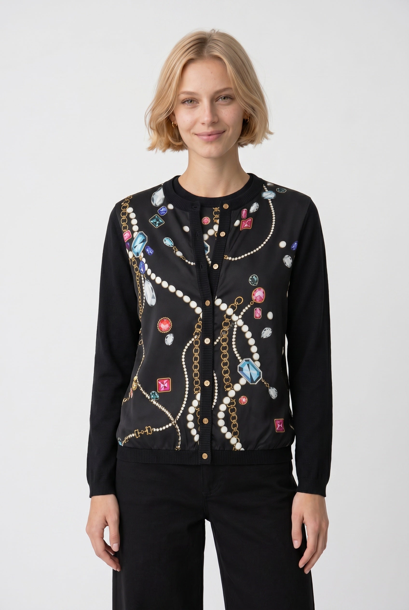 Cardigan imprimé bimatière