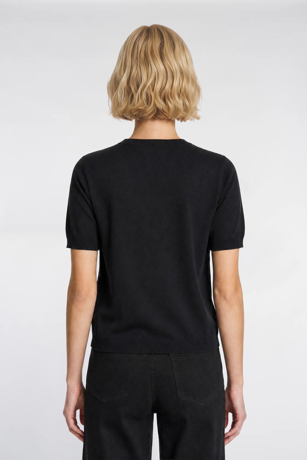 Printed mixed-fabric sweater