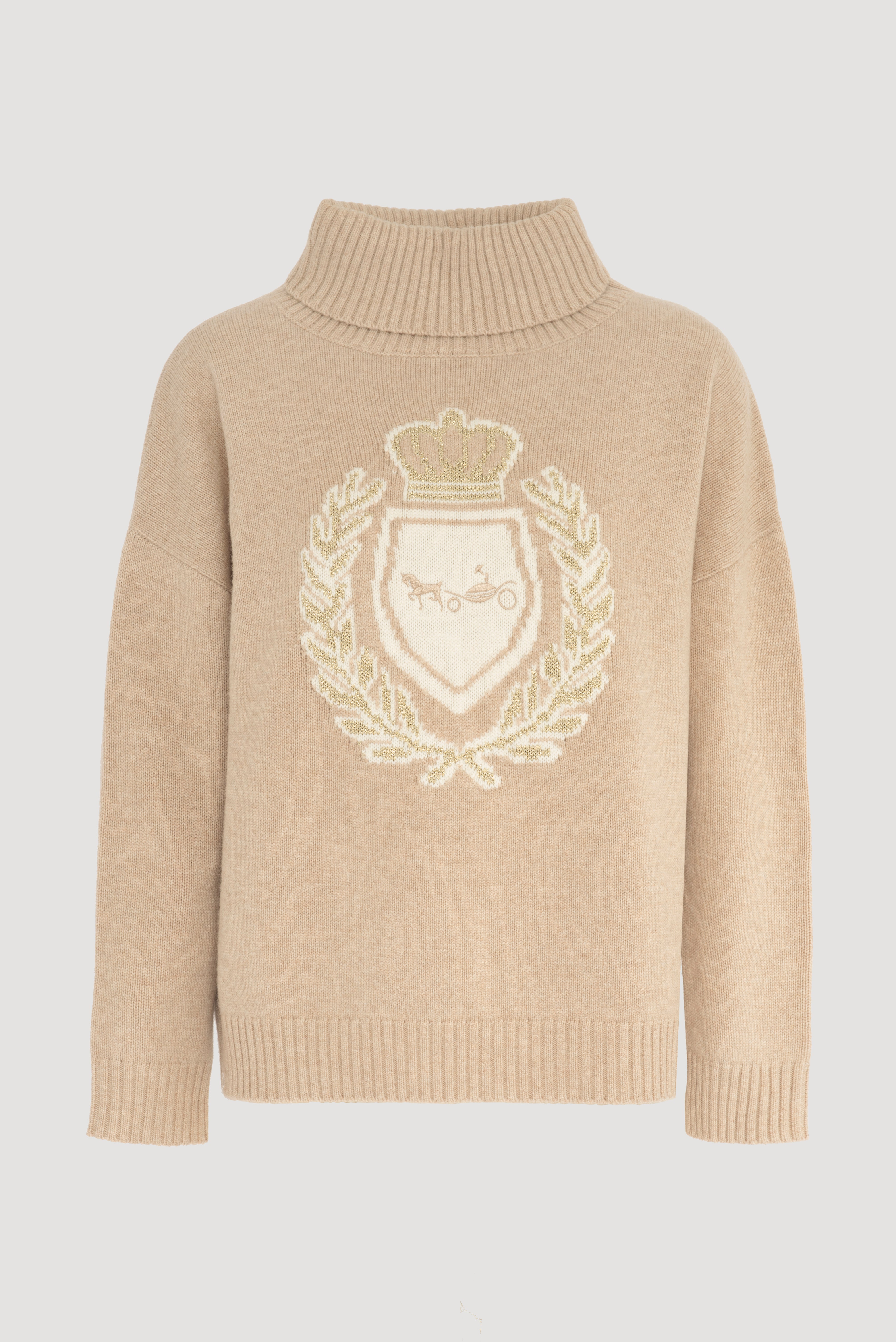 Pull col roulé à blason