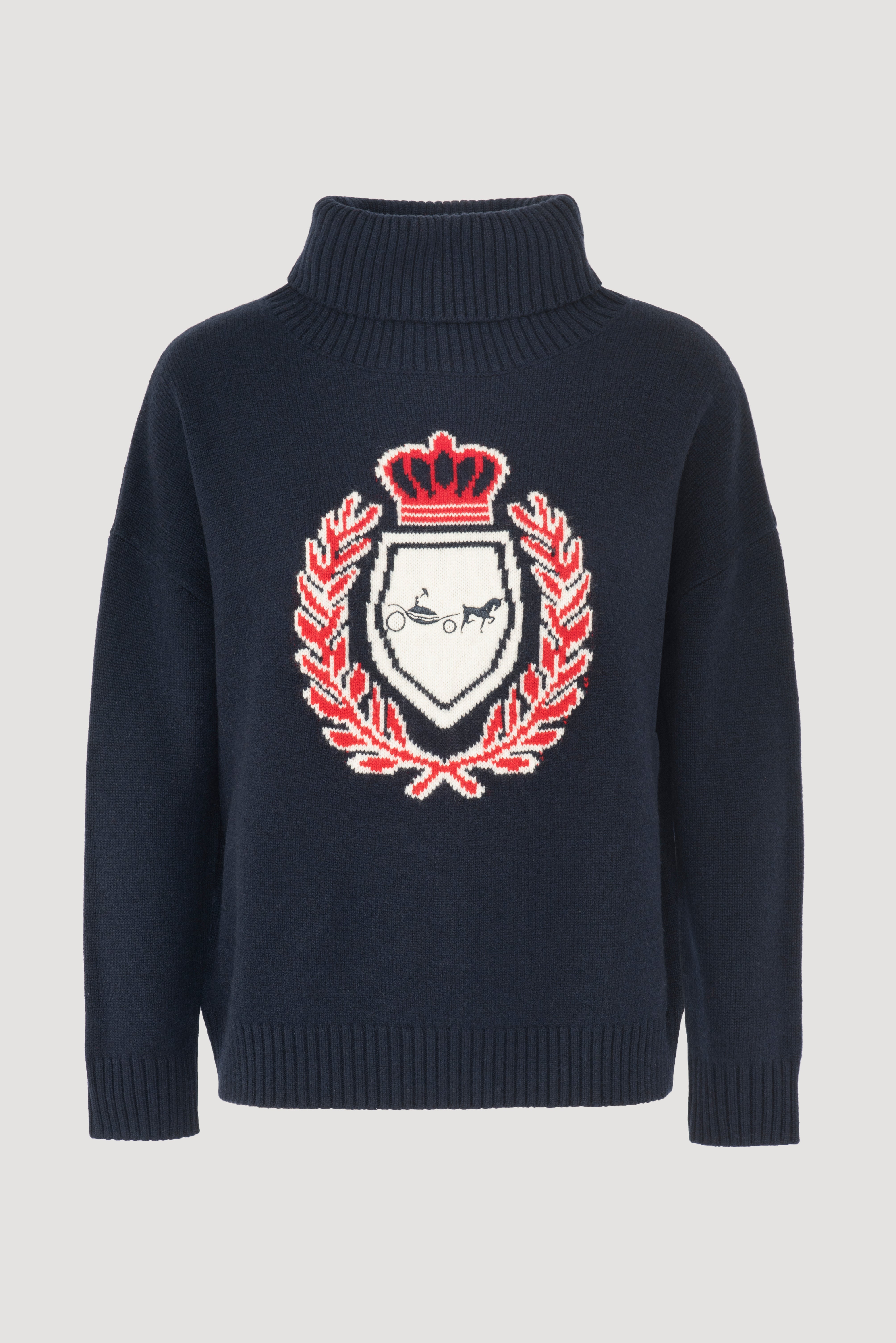 Pull col roulé à blason
