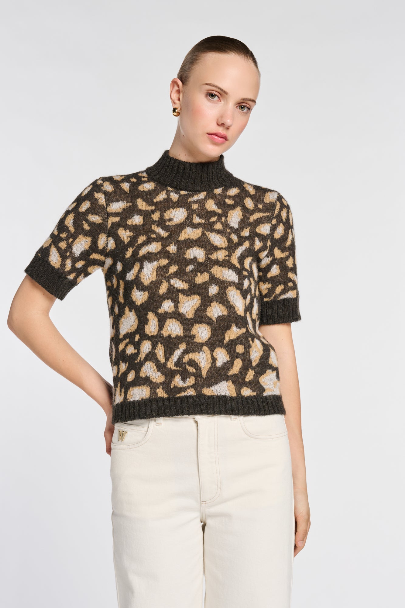 Pull col montant animal
