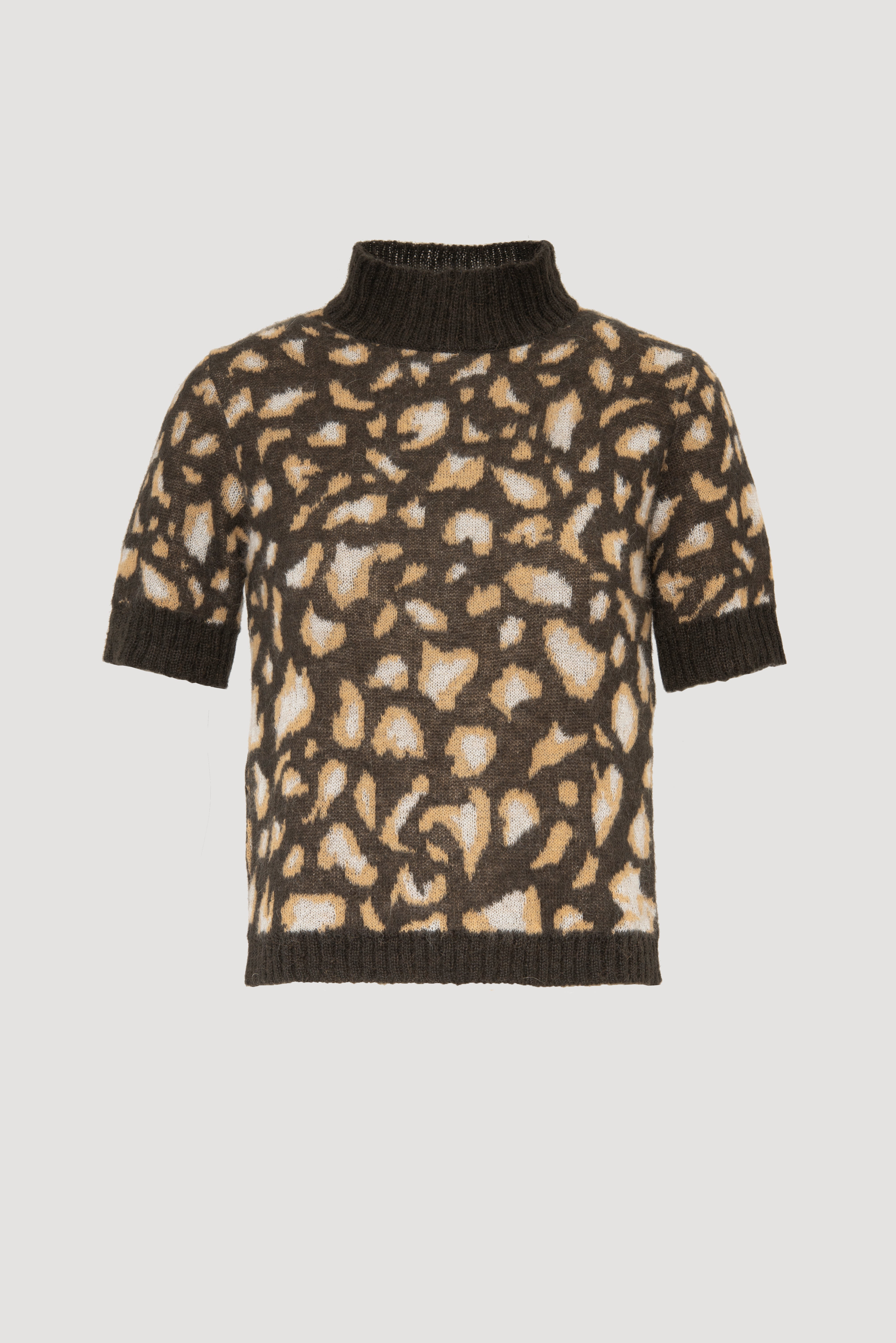 Animal-print high-neck sweater