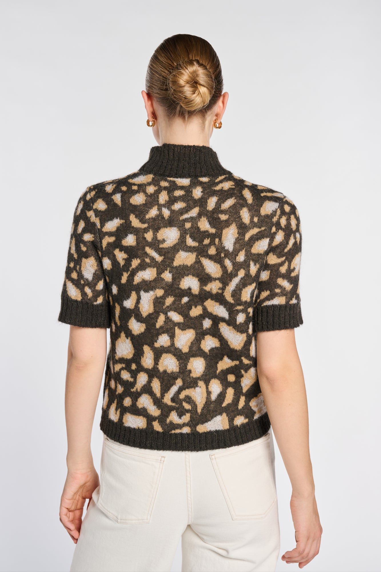 Animal-print high-neck sweater