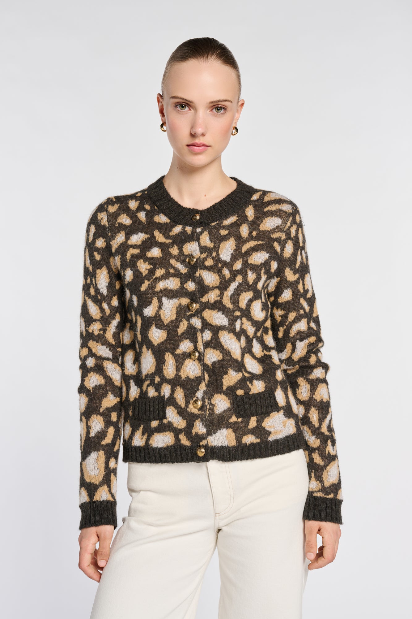 Animal-print cardigan