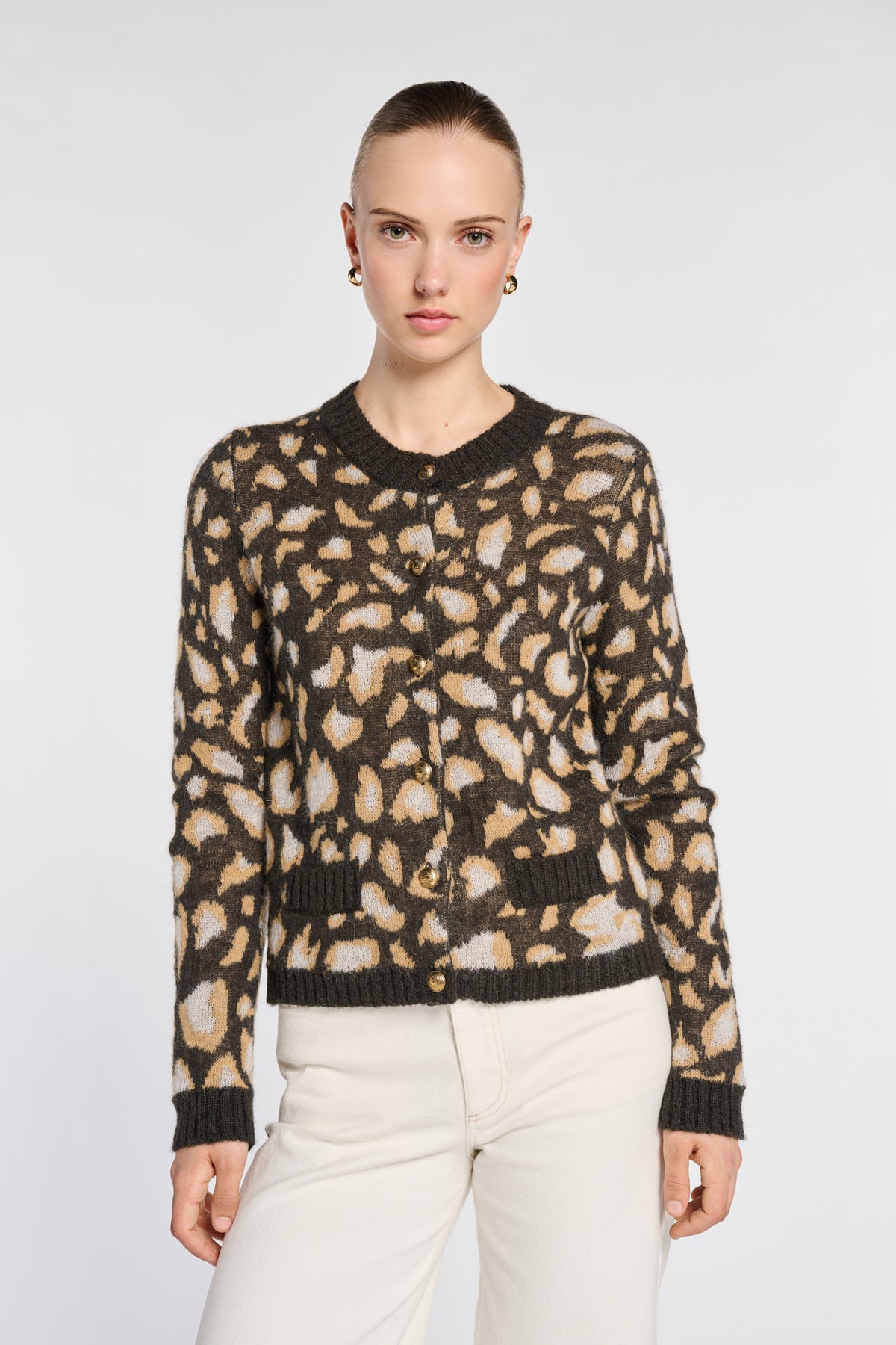 Animal-print cardigan