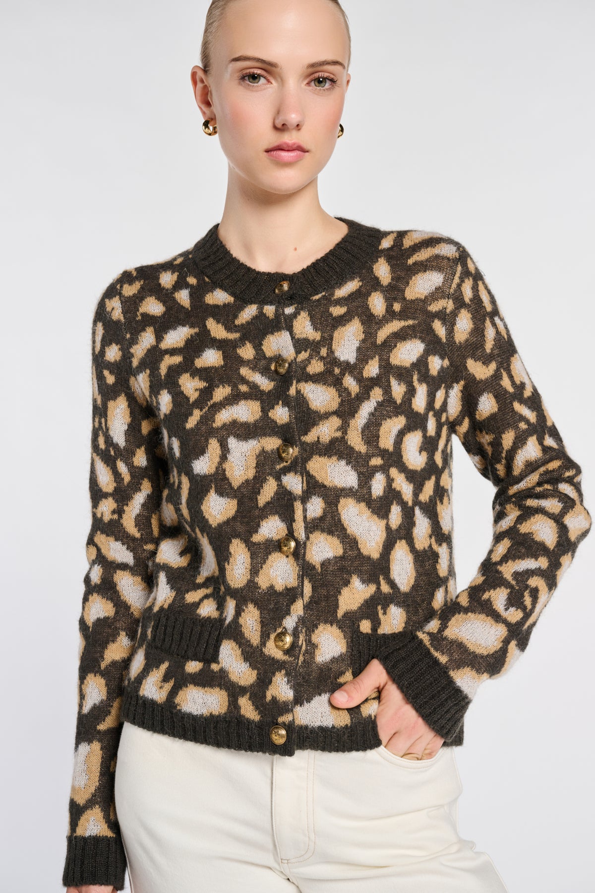 Animal-print cardigan