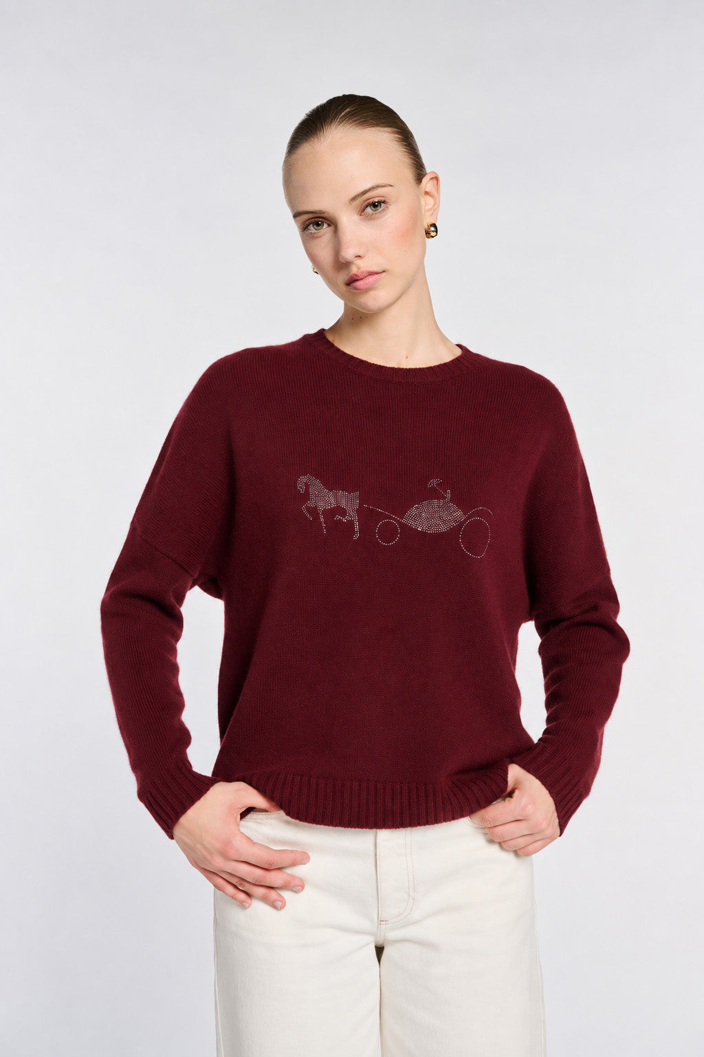 Pull logo en cachemire mélangé