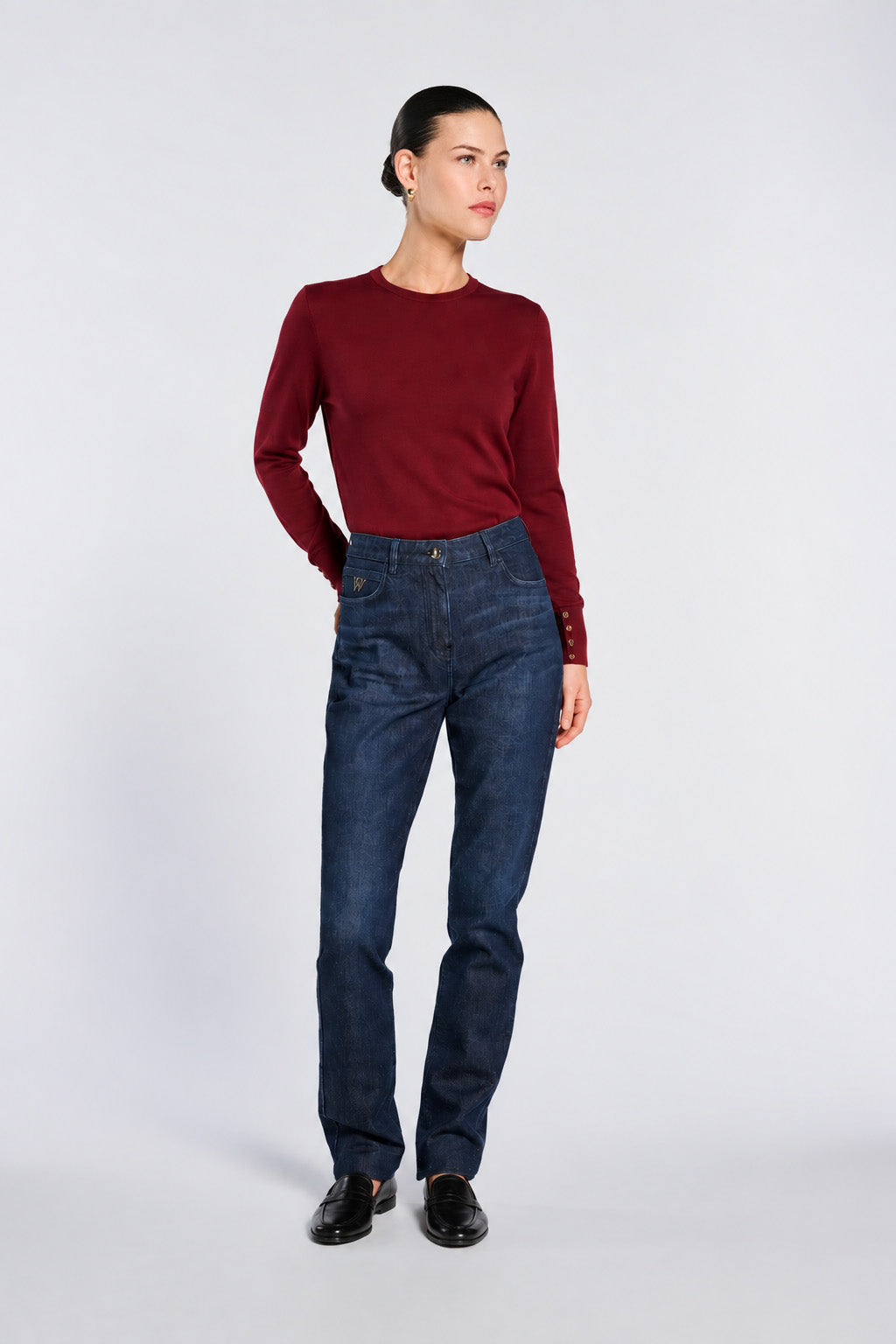 Pull col rond en soie et cachemire