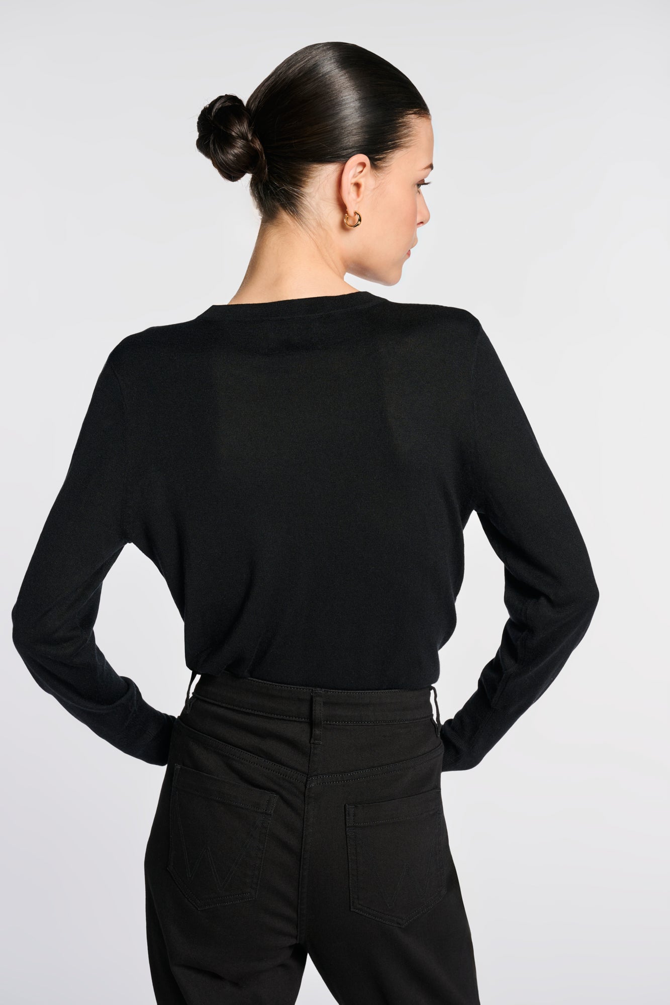 Pull col rond en soie et cachemire