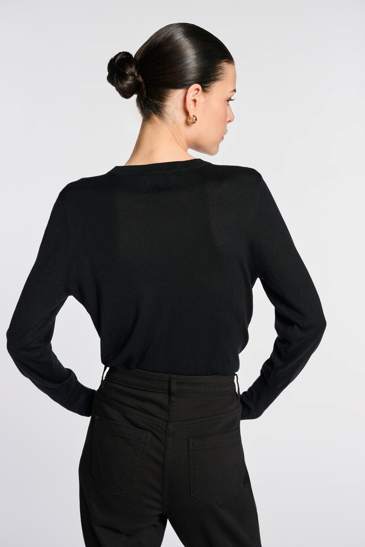 Pull col rond en soie et cachemire